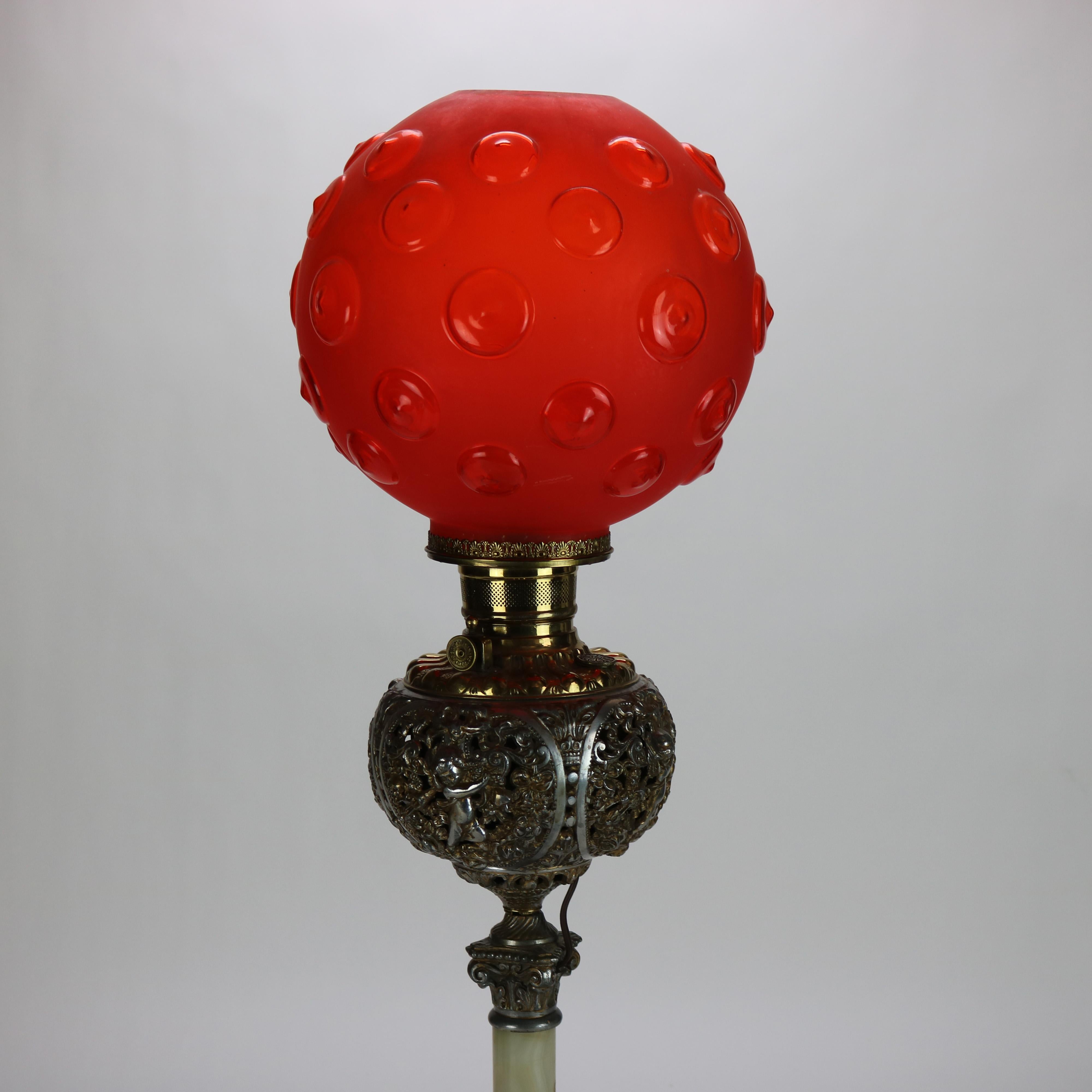Antique Classical Figural Cherub Onyx Converted to Electric Table Lamp C1890 5
