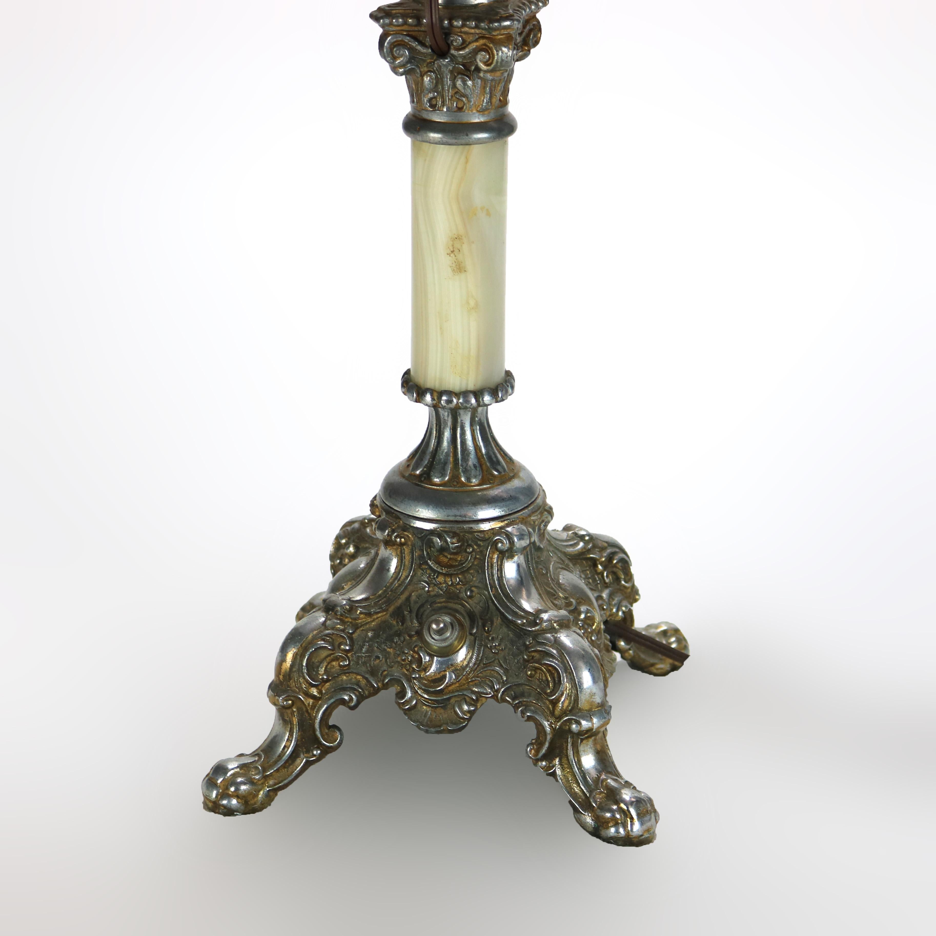 Antique Classical Figural Cherub Onyx Converted to Electric Table Lamp C1890 10