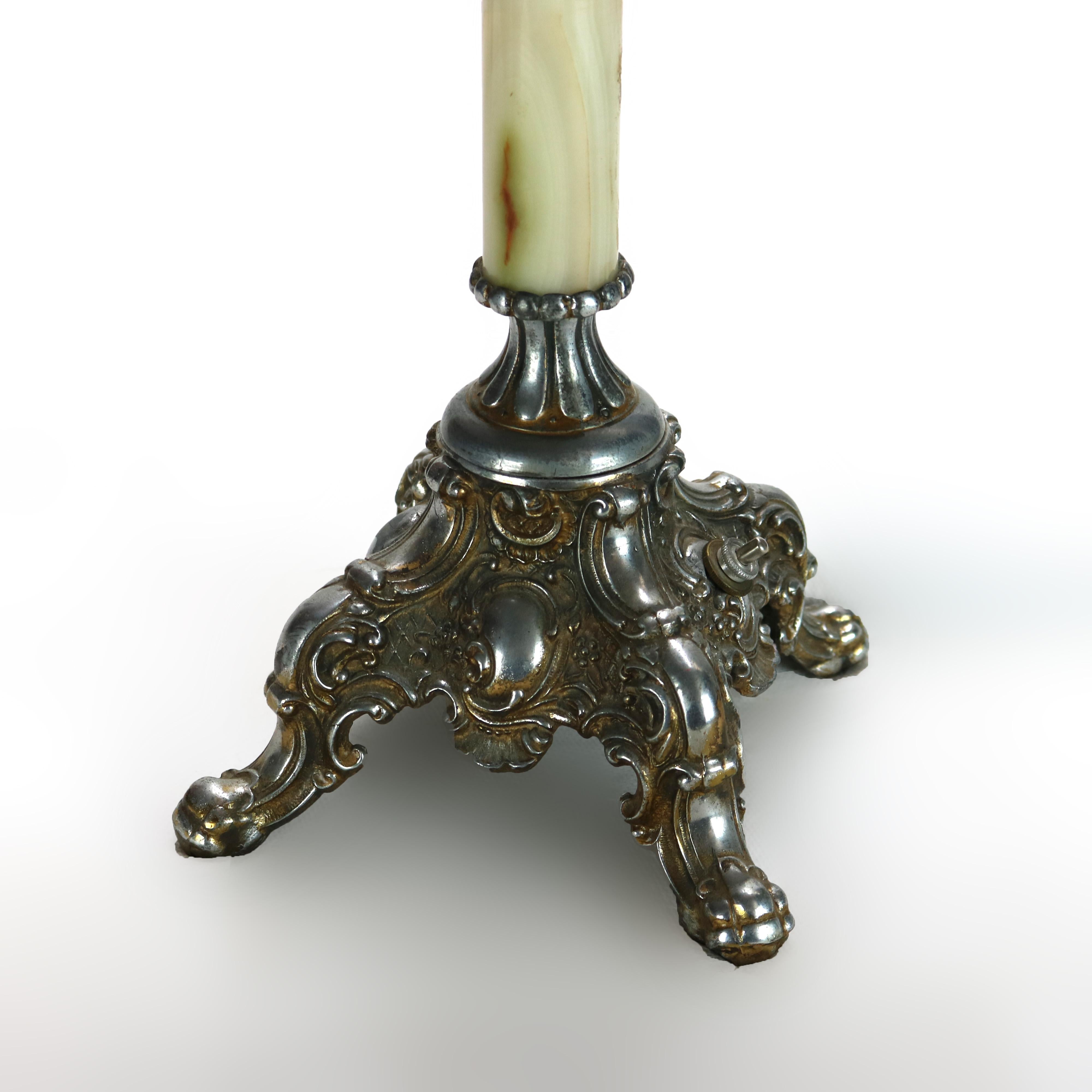 Antique Classical Figural Cherub Onyx Converted to Electric Table Lamp C1890 4