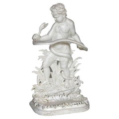 Antique Classical Figural Cherub & Snake Painted Wrought Iron Umbrella Stand