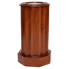 Antique Classical Flame Mahogany Cellarette Side Stand with Inset Marble, c1840