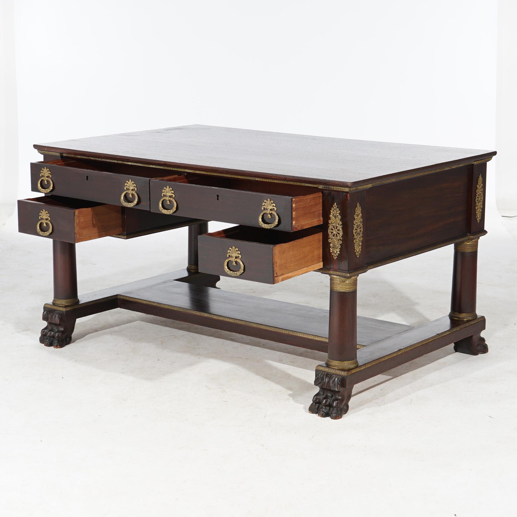 Antique Classical Flame Mahogany Second Empire Partners Desk With Ormolu c1880 4