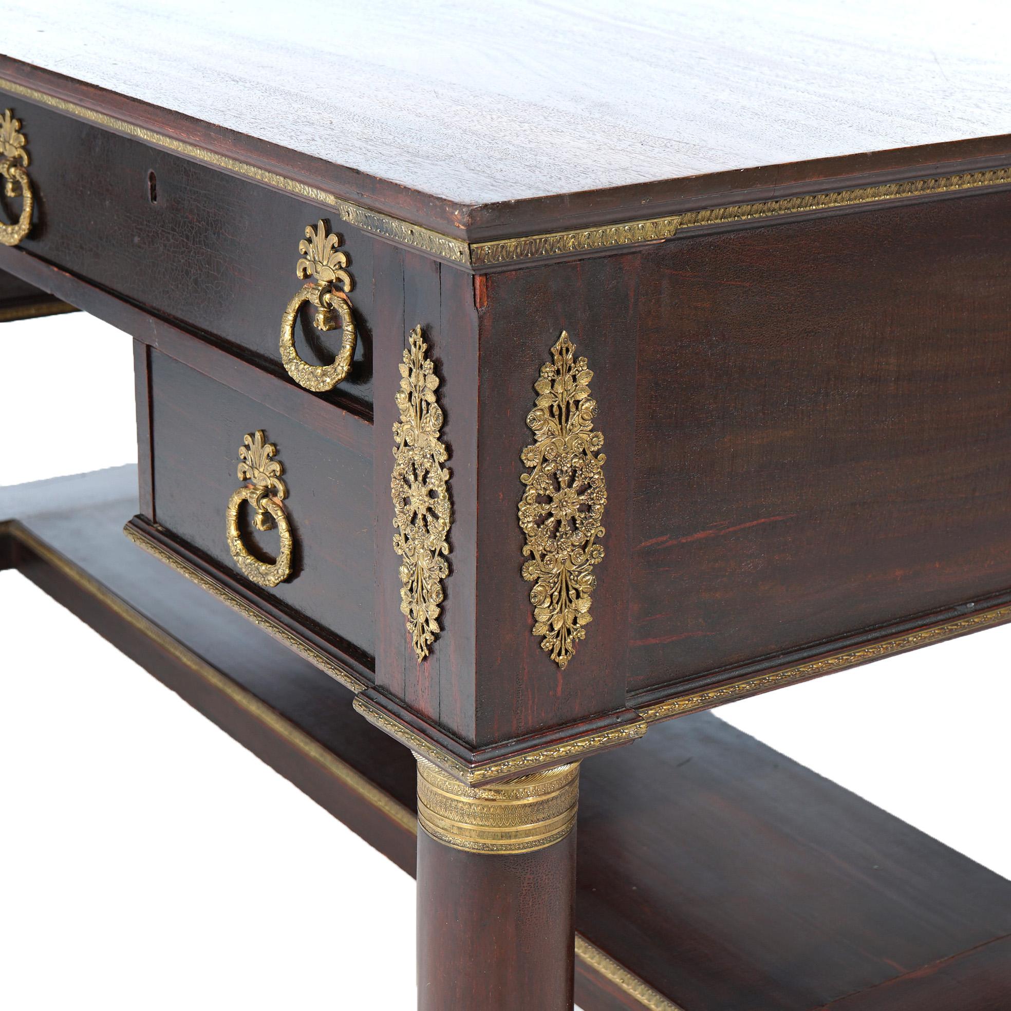 Antique Classical Flame Mahogany Second Empire Partners Desk With Ormolu c1880 6