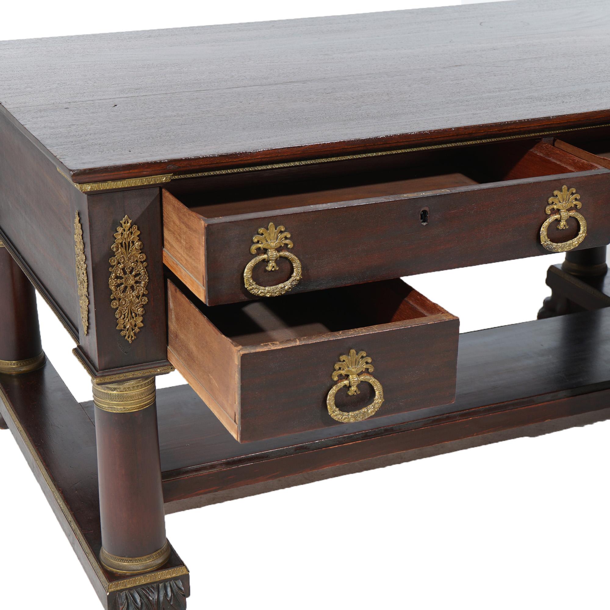 Antique Classical Flame Mahogany Second Empire Partners Desk With Ormolu c1880 9