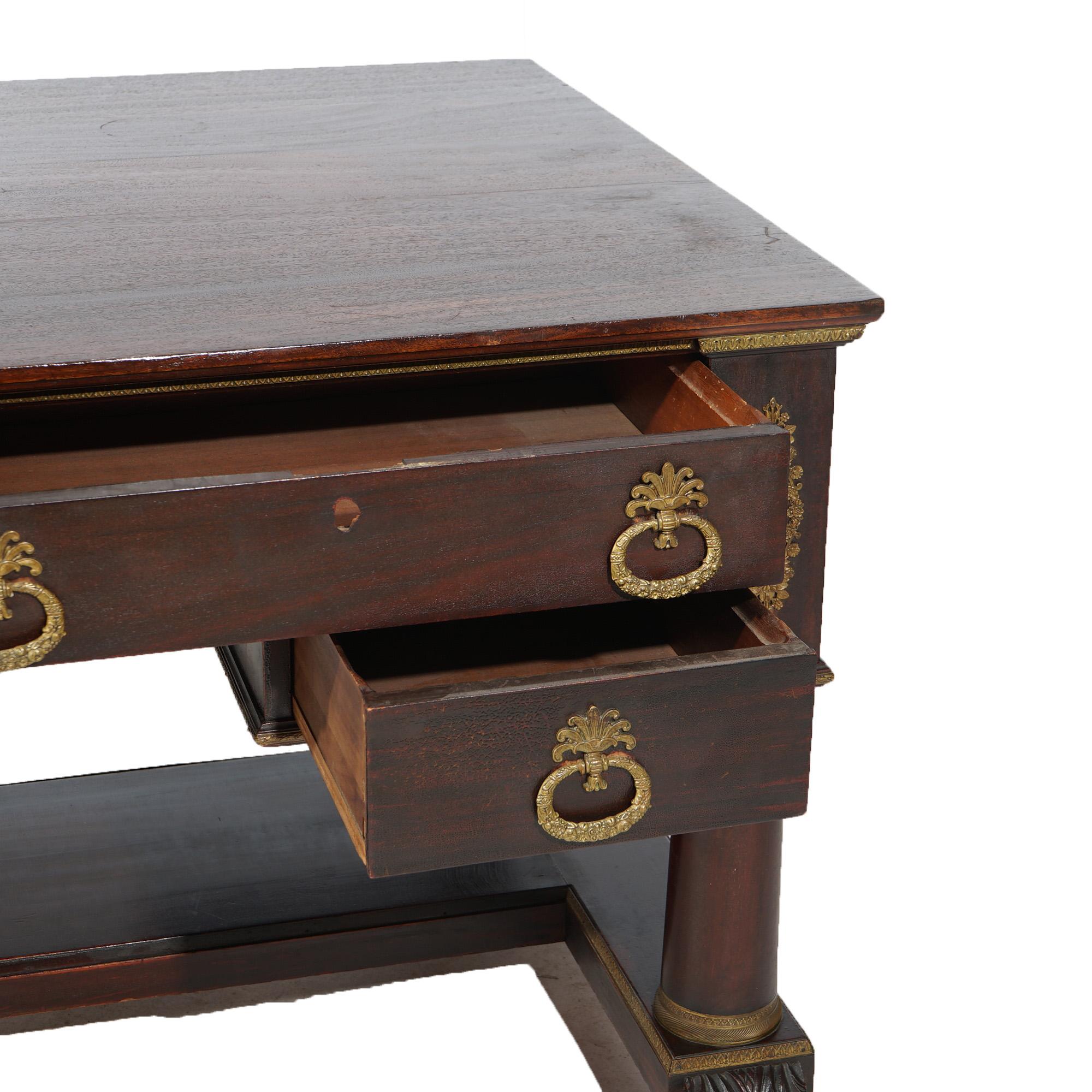 Antique Classical Flame Mahogany Second Empire Partners Desk With Ormolu c1880 10