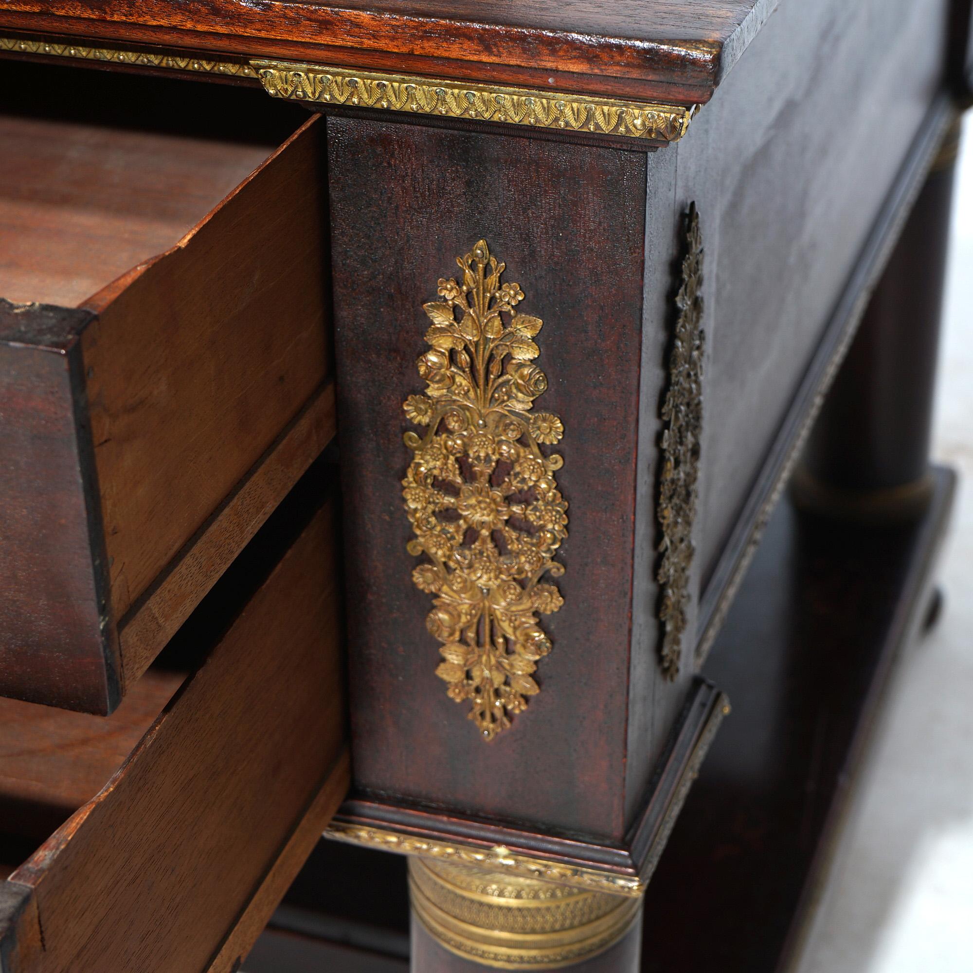 Antique Classical Flame Mahogany Second Empire Partners Desk With Ormolu c1880 11
