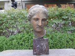 Antique Classical French Bronze Bust on a Marble Base