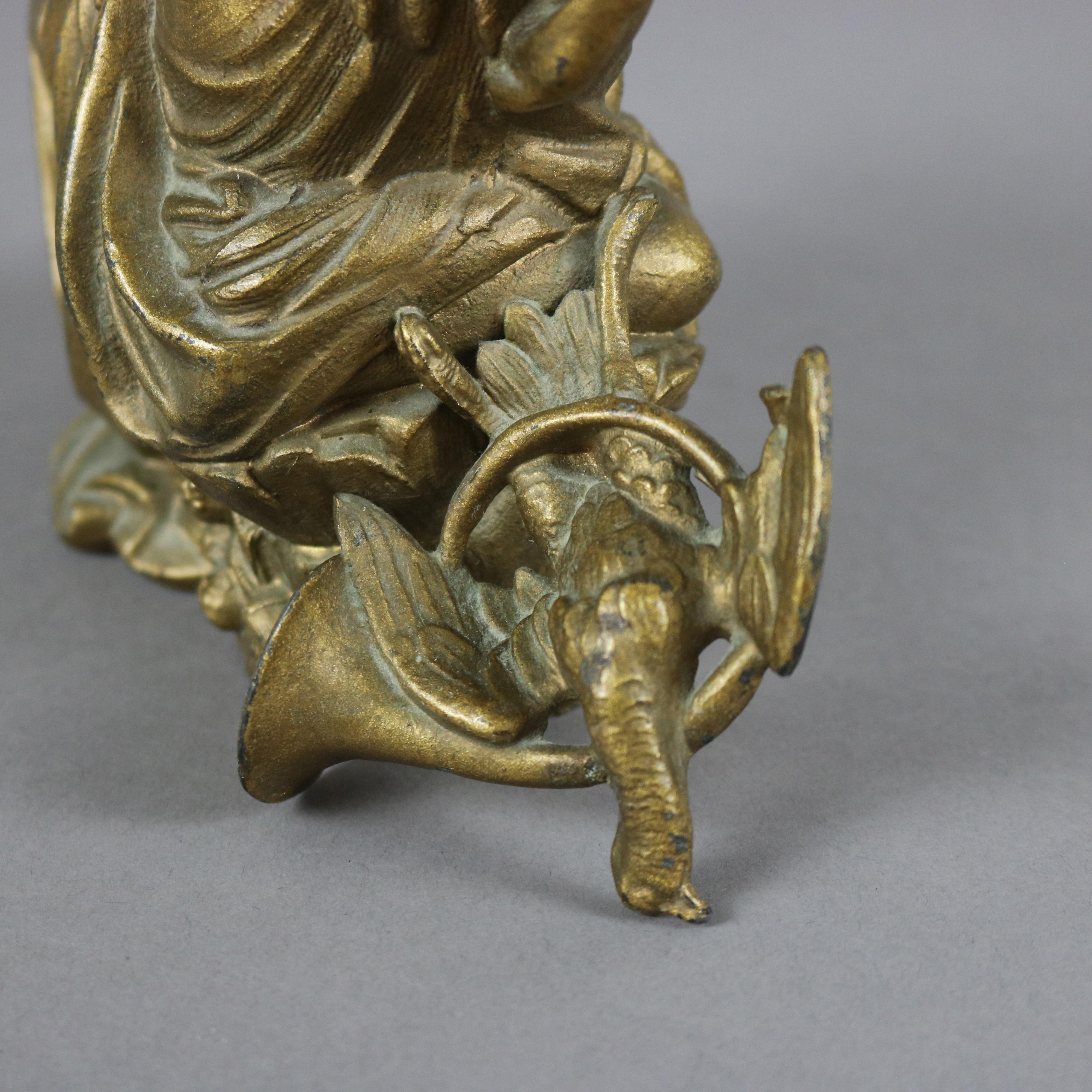 XIXe siècle Sculpture de portrait classique antique en métal doré d'une femme grecque, vers 1890 en vente
