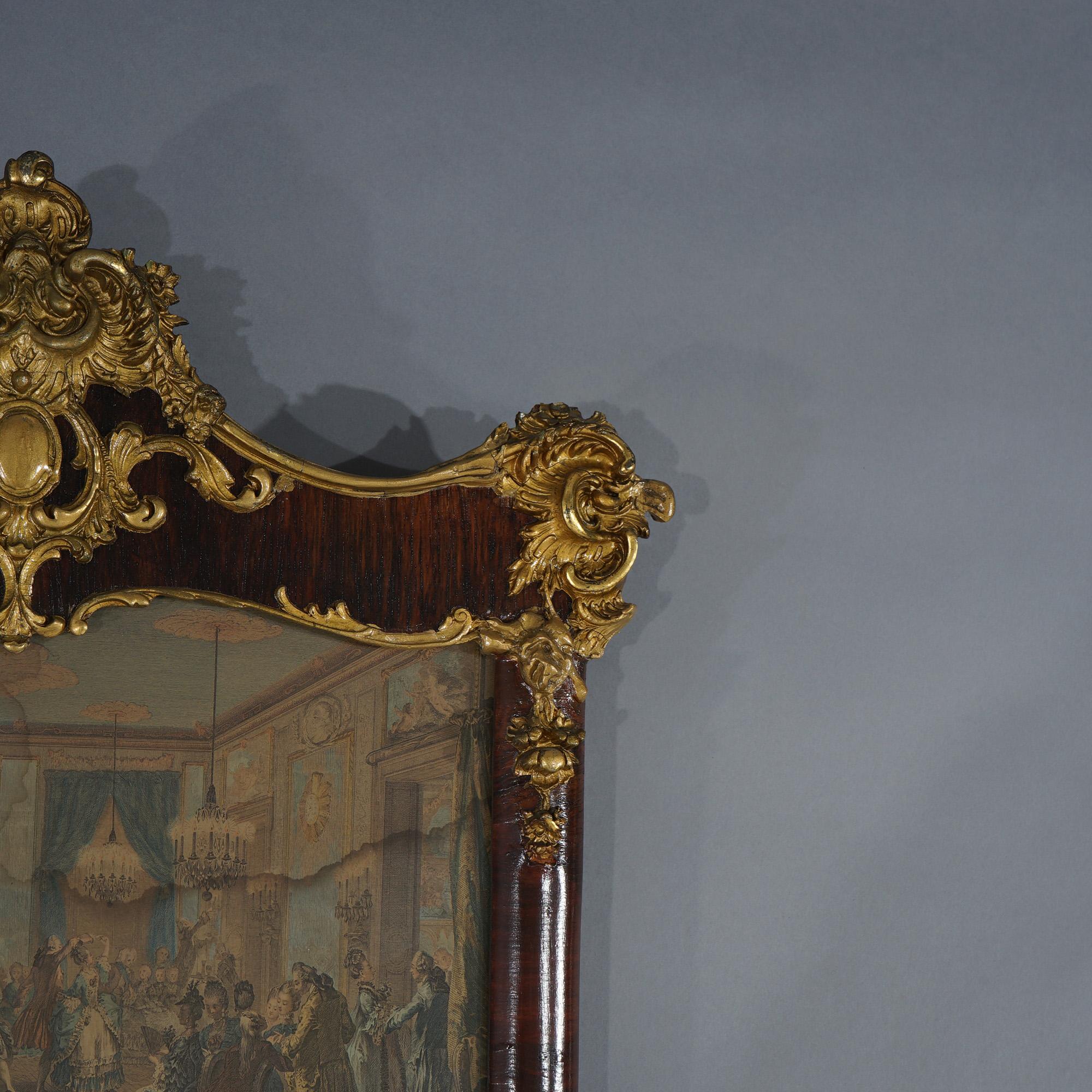 Antique Classical Gilt & Rosewood Trumeau Wall Mirror with Ballroom Scene, c1890 6