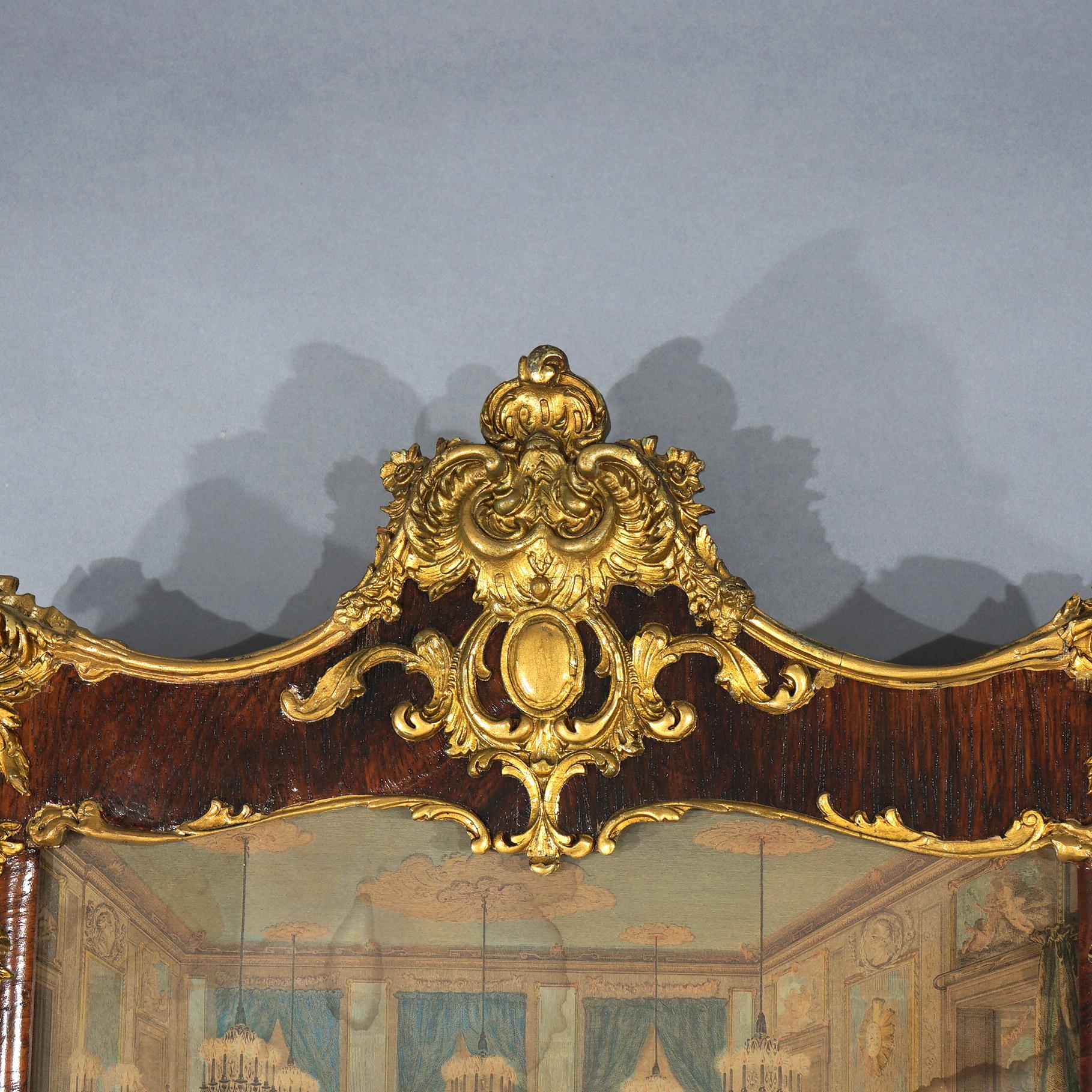Antique Classical Gilt & Rosewood Trumeau Wall Mirror with Ballroom Scene, c1890 4