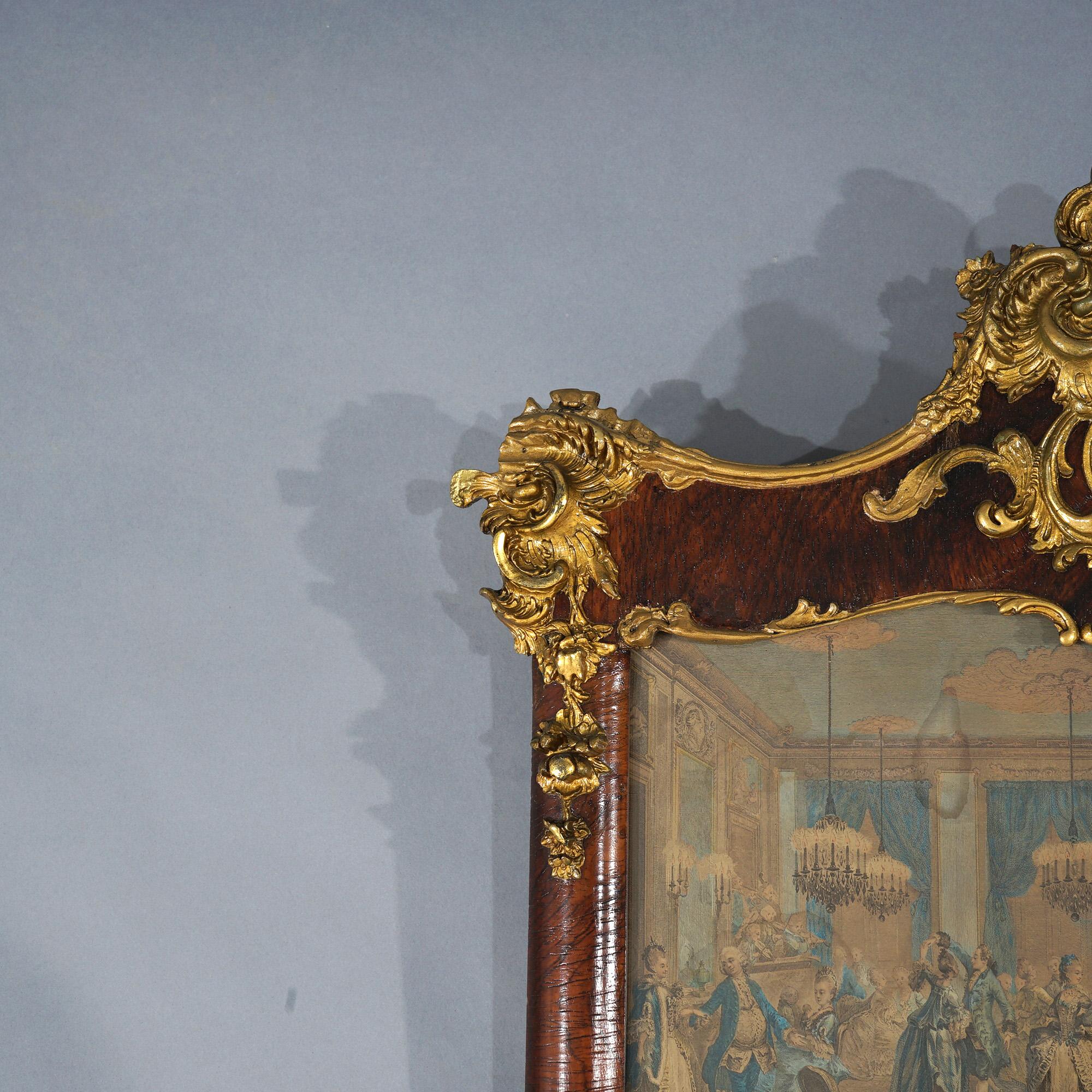 Antique Classical Gilt & Rosewood Trumeau Wall Mirror with Ballroom Scene, c1890 5