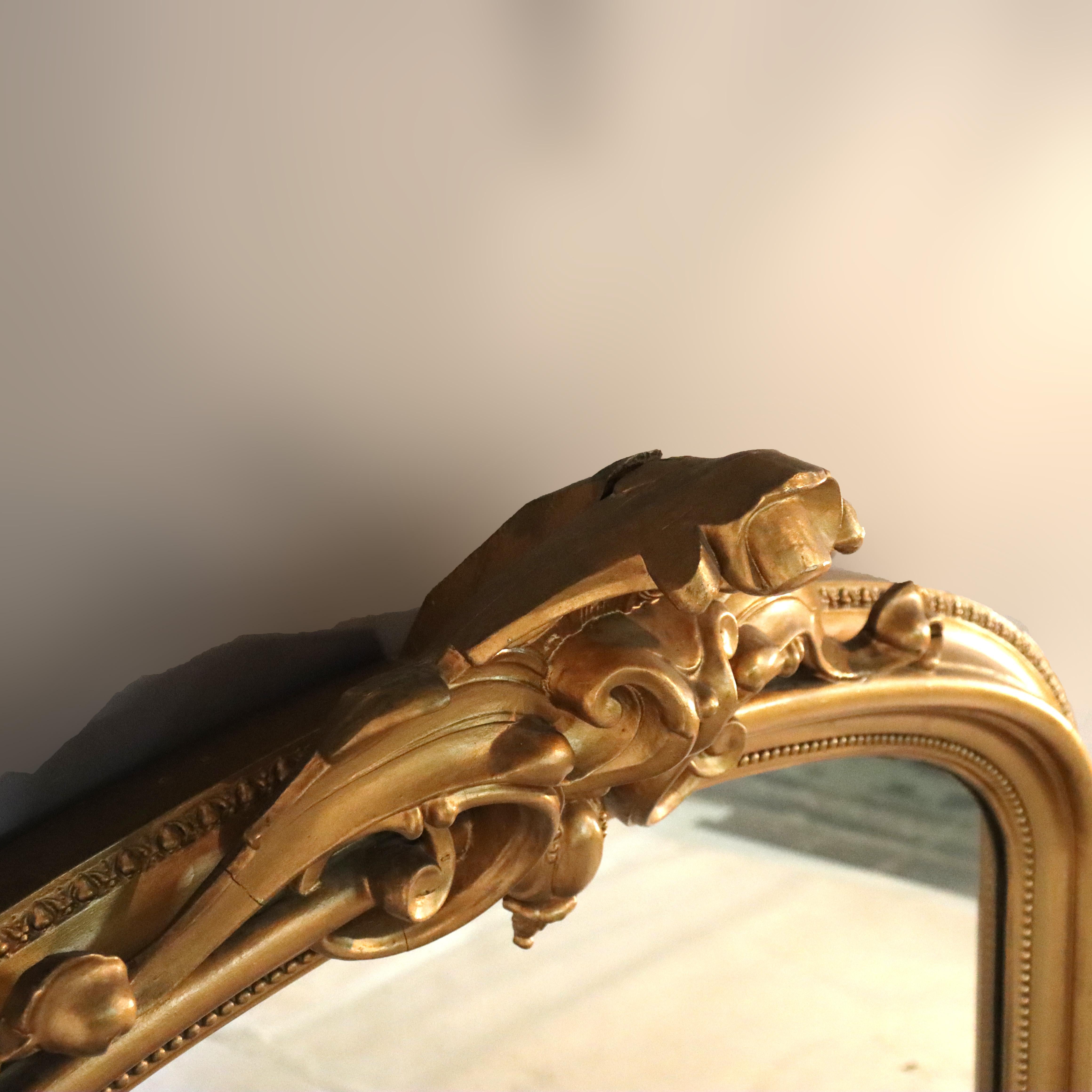 Antique Classical Giltwood Over Mantle Mirror C1890 For Sale 9