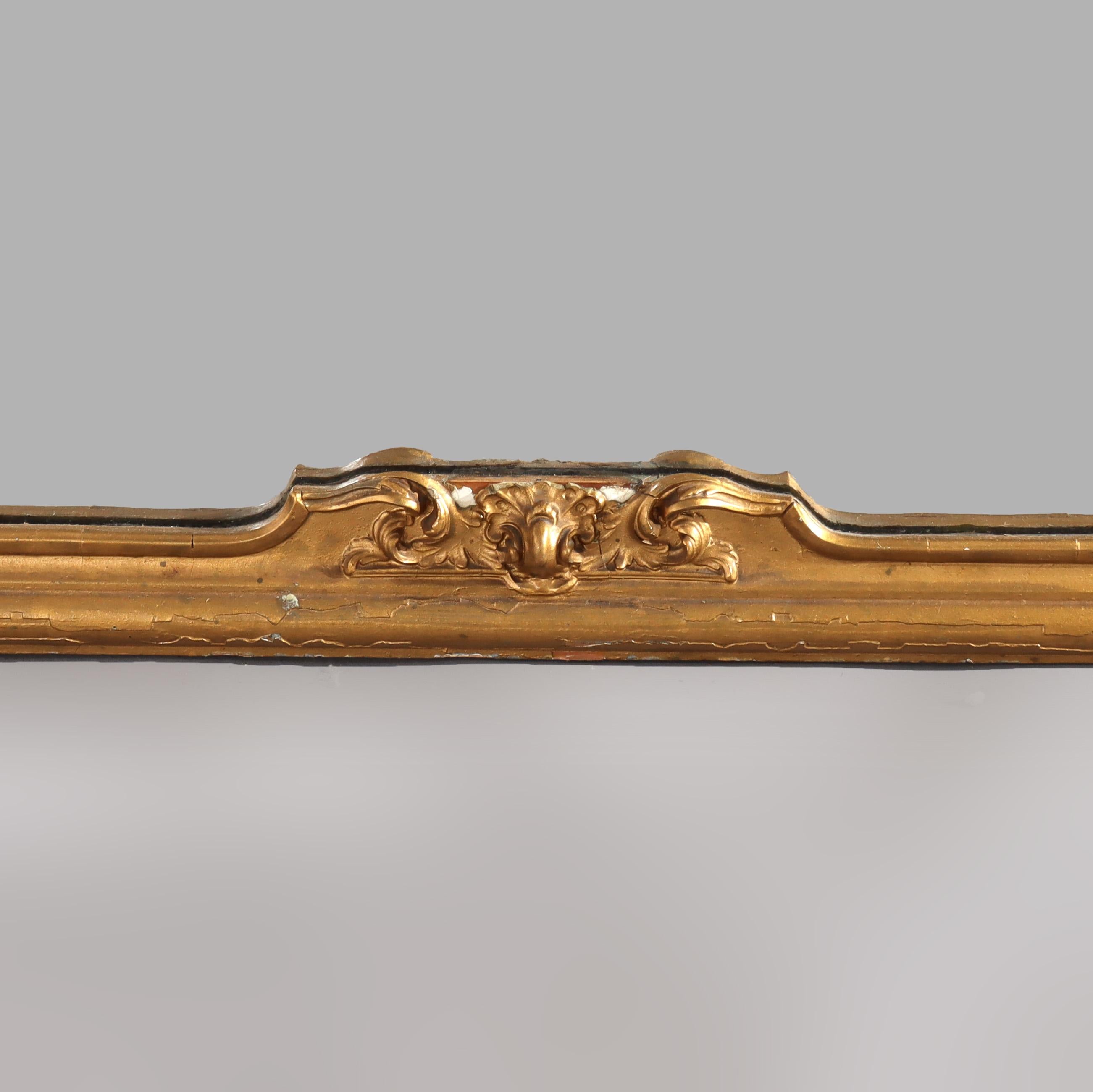 Antique Classical Giltwood Over Mantle Mirror C1890 In Good Condition For Sale In Big Flats, NY
