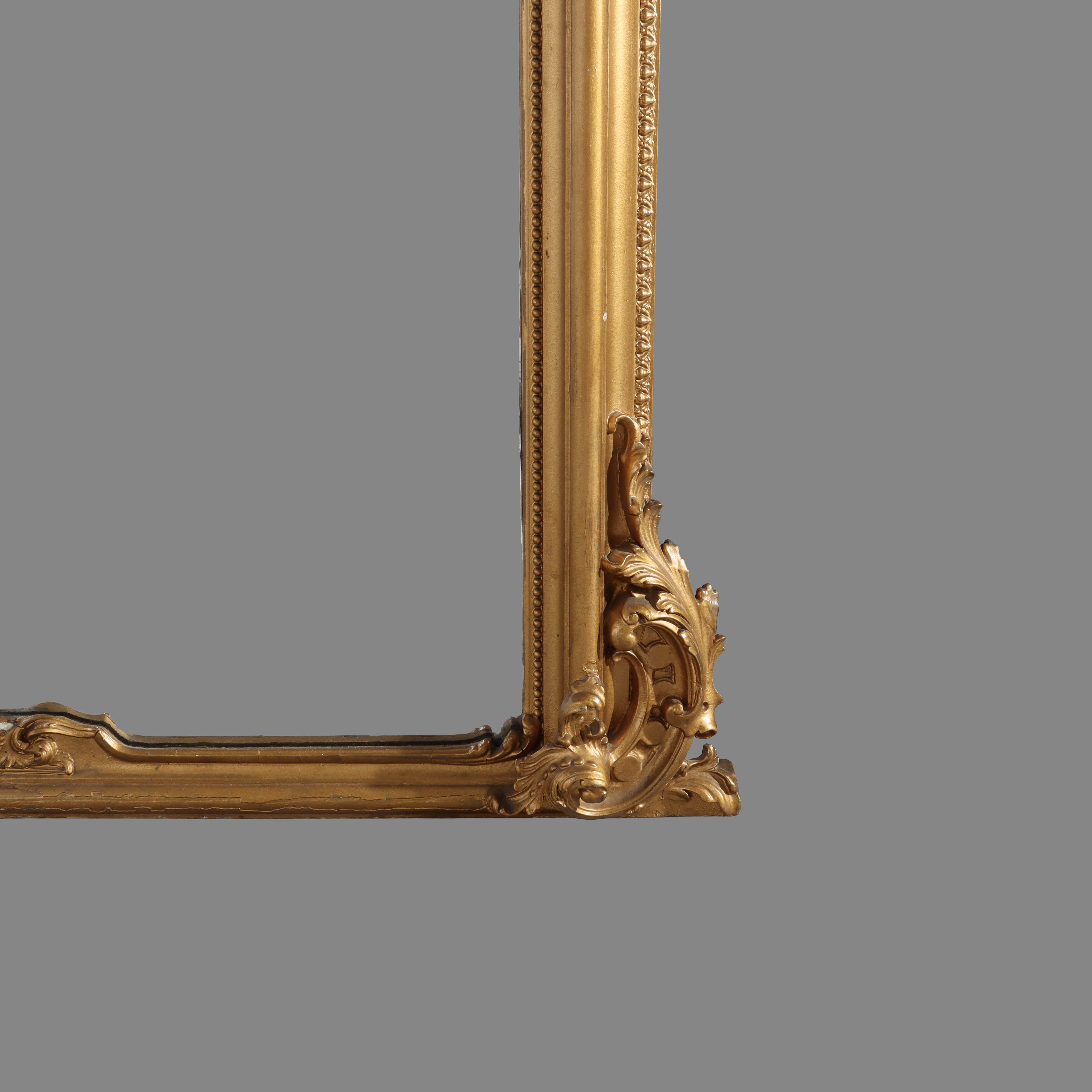 19th Century Antique Classical Giltwood Over Mantle Mirror C1890 For Sale