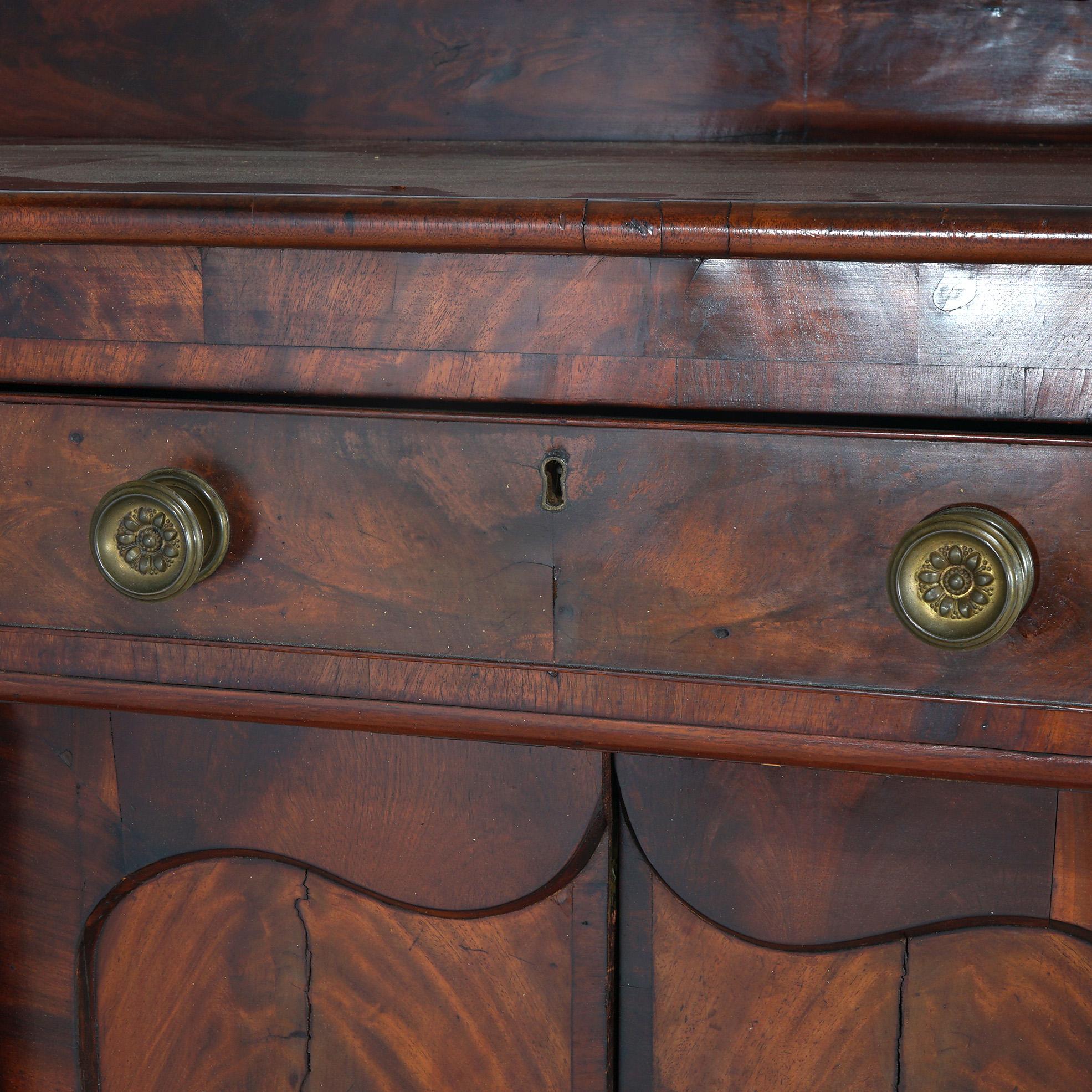 Antique Classical Gothic Revival Carved Flame Mahogany Paw Foot Sideboard C1840 5