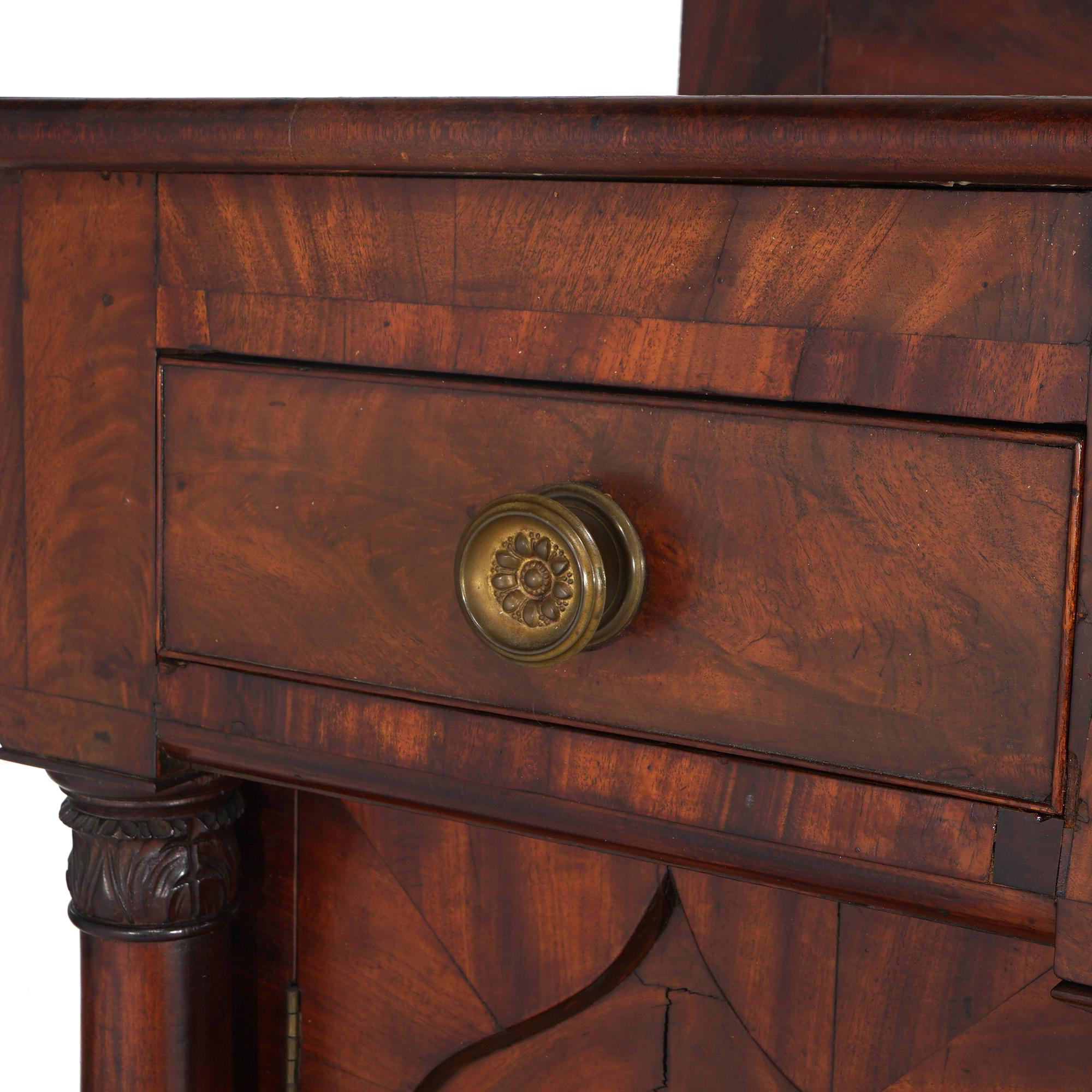 Antique Classical Gothic Revival Carved Flame Mahogany Paw Foot Sideboard C1840 6