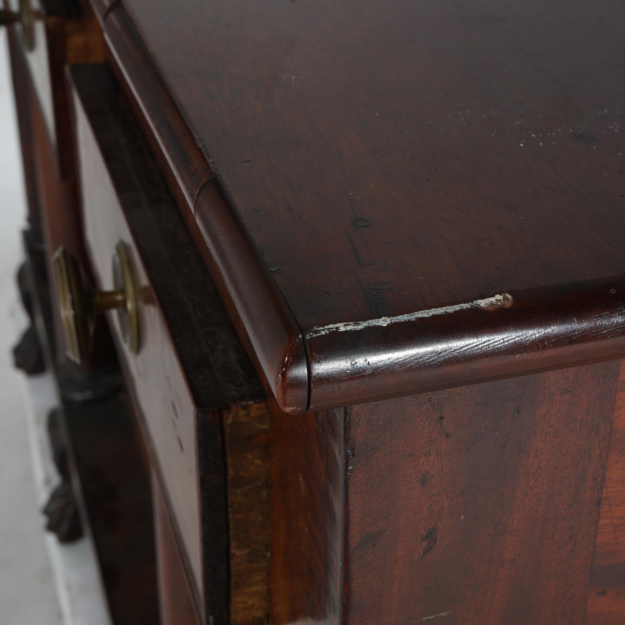 Antique Classical Gothic Revival Carved Flame Mahogany Paw Foot Sideboard C1840 10
