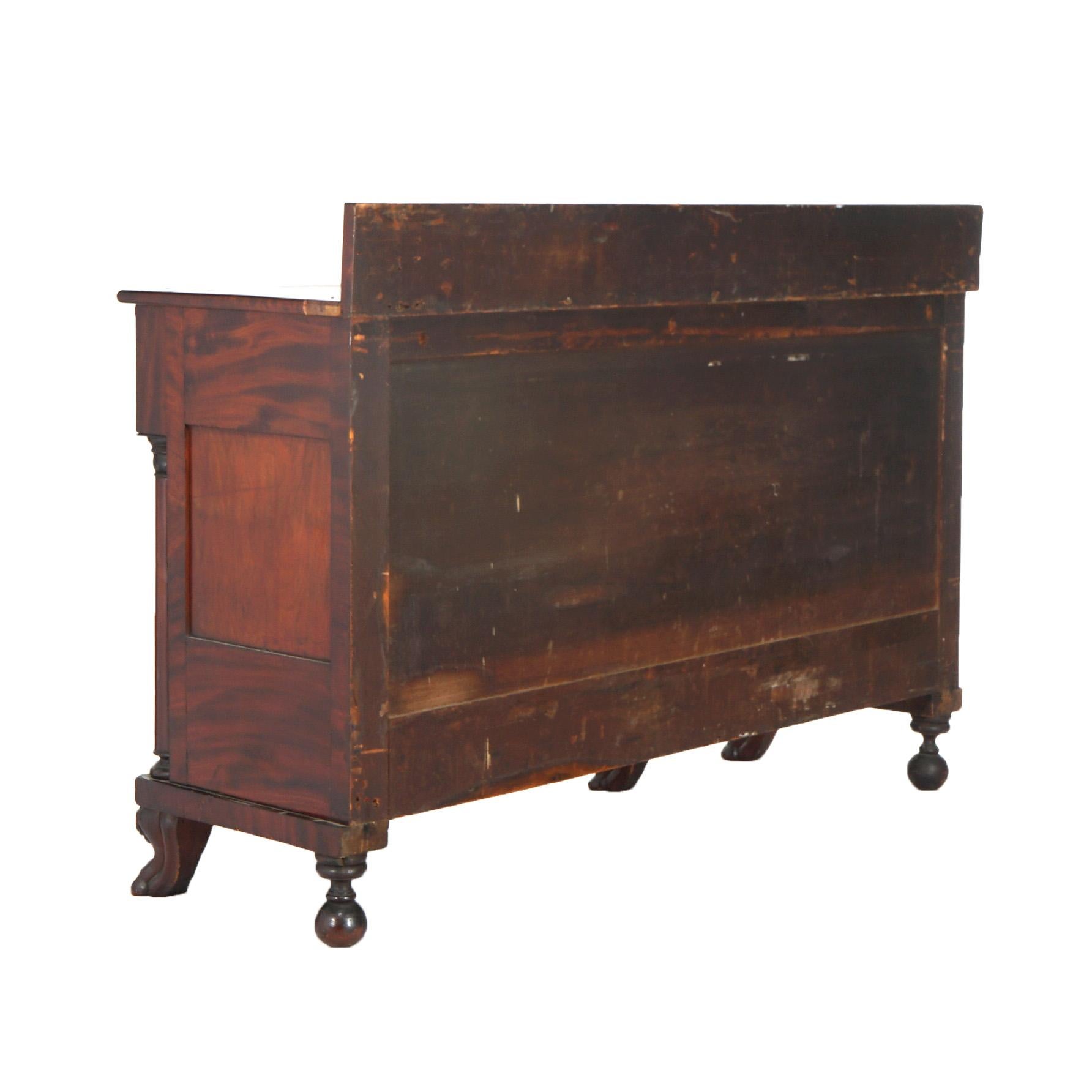 Antique Classical Gothic Revival Carved Flame Mahogany Paw Foot Sideboard C1840 12
