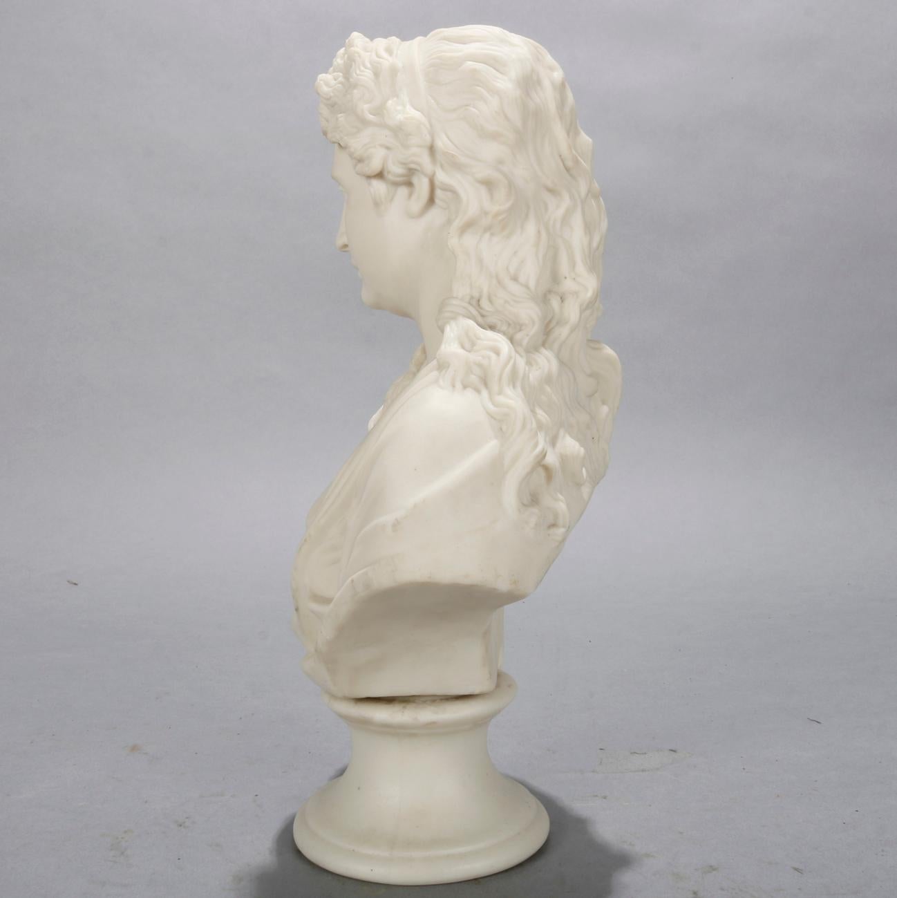 Classical Greek Classical Grecian Parian Copeland School Portrait Bust of a Woman, circa 1890