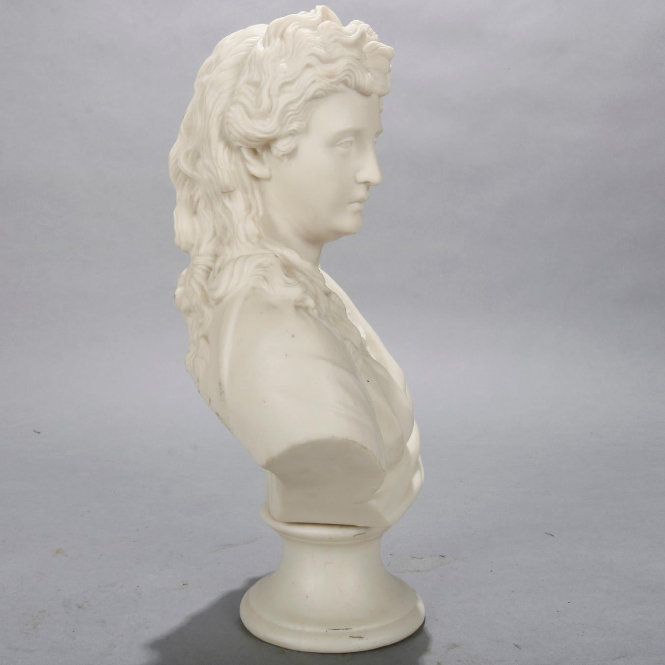 Molded Classical Grecian Parian Copeland School Portrait Bust of a Woman, circa 1890