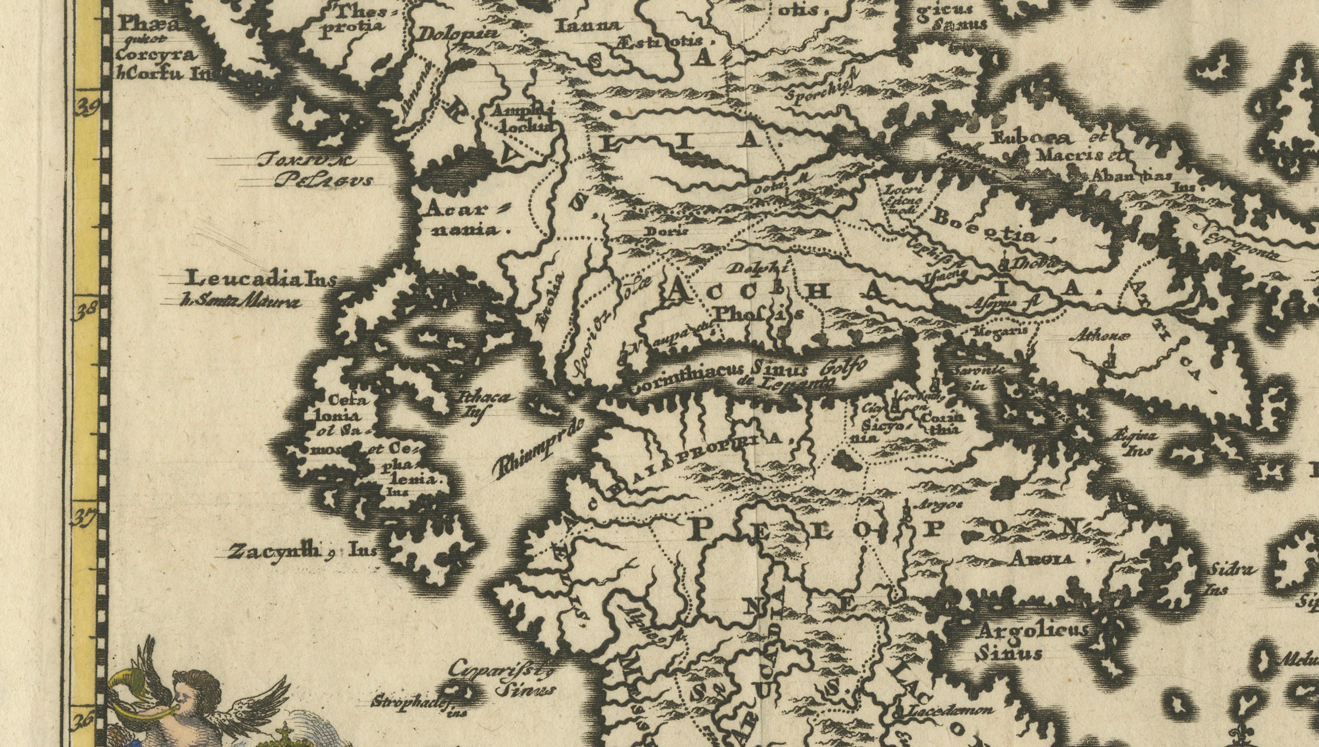 Antique Classical Greece Map – Aegean Sea & Crete, ca.1697