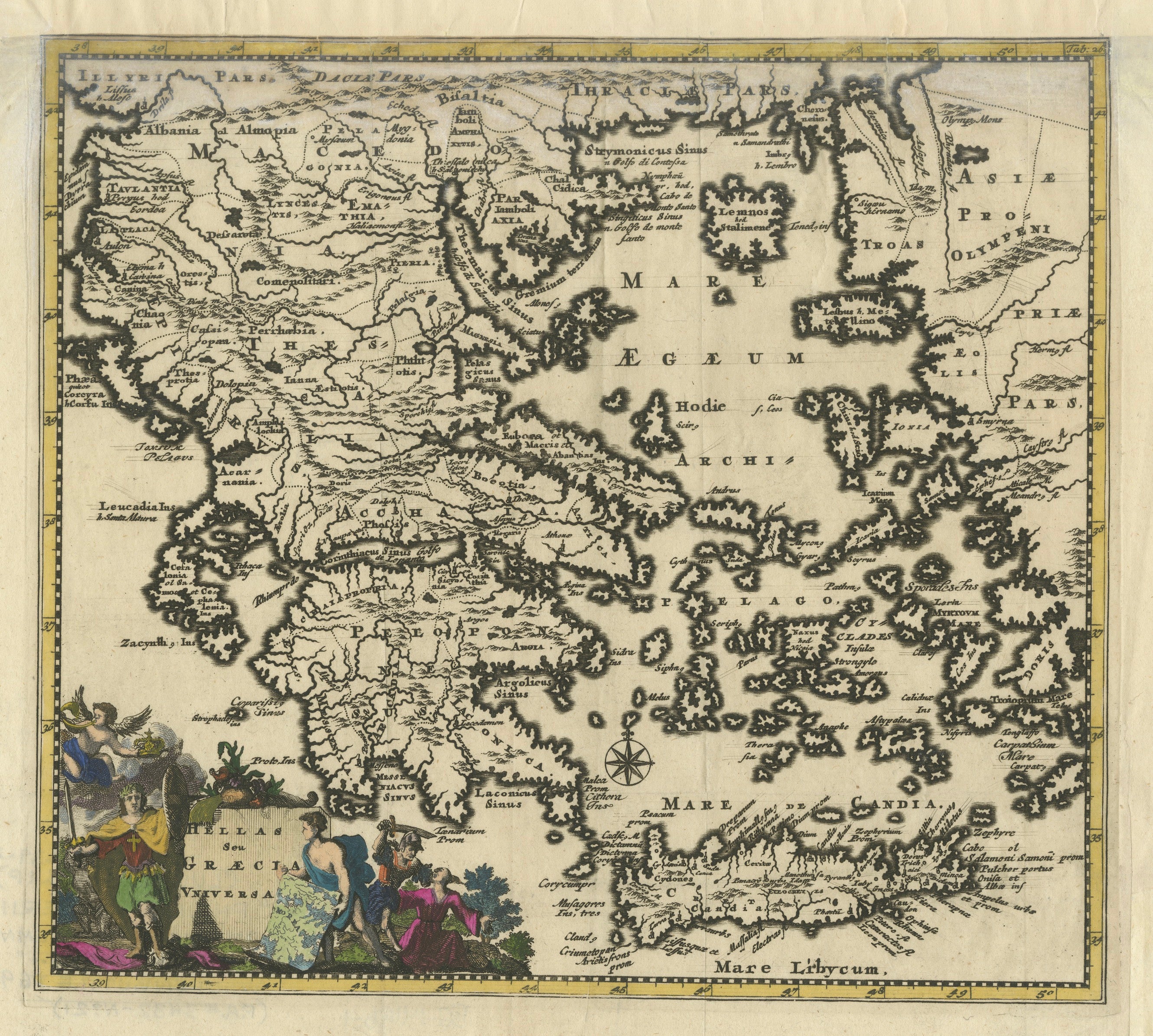 Antique Classical Greece Map   – Aegean Sea 
Crete, ca.1697 For Sale