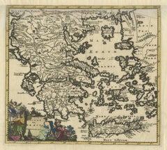 Antique Classical Greece Map – Aegean Sea 
Crete, ca.1697
