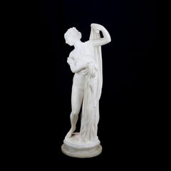 Antike klassische griechische Diana-Skulptur aus geschnitztem Alabaster, 19. Jahrhundert
