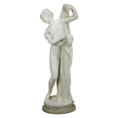 Antike klassische griechische Diana-Skulptur aus geschnitztem Alabaster, 19. Jahrhundert