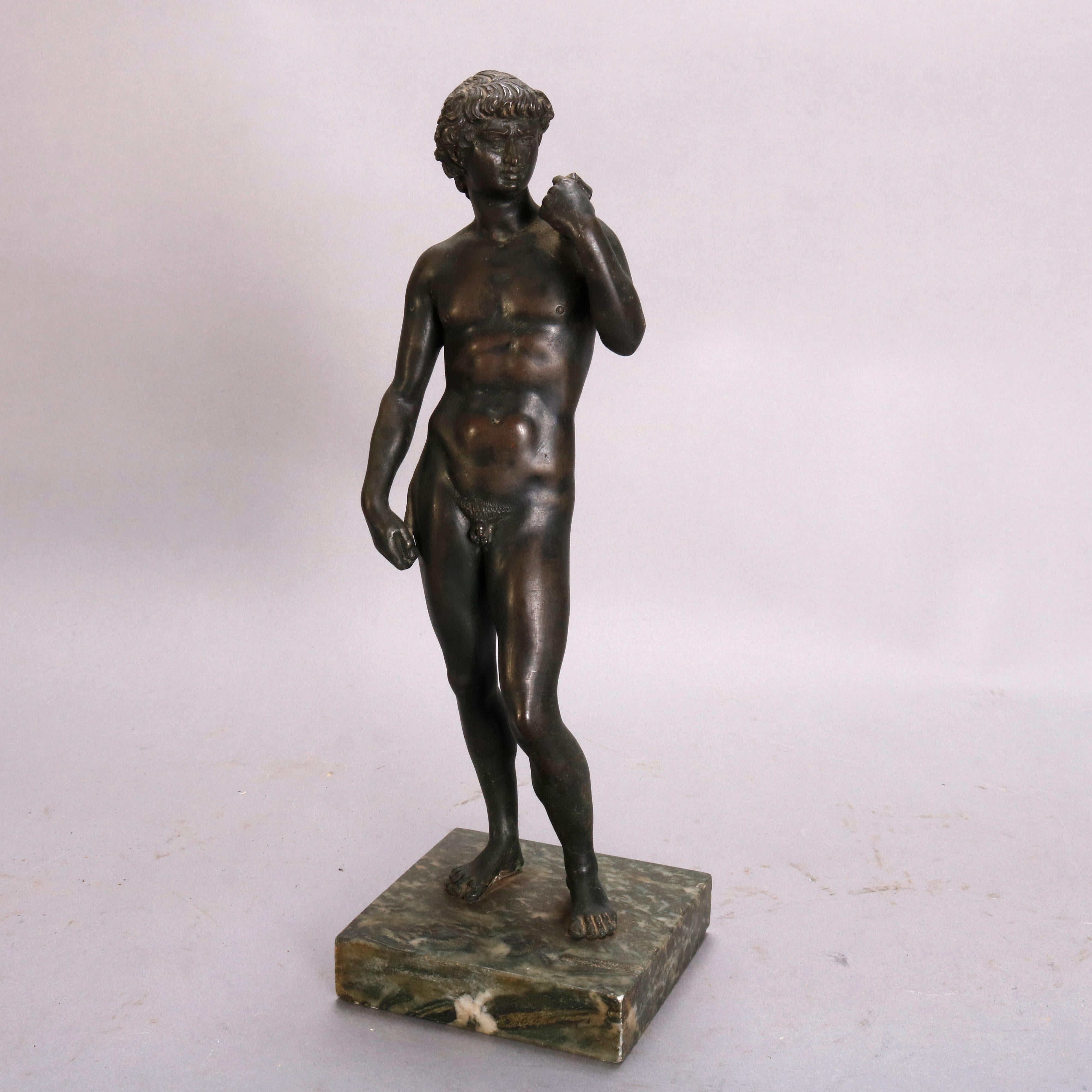 Cast Antique Classical Greek Grand Tour Figural Bronze Portrait Sculpture of Man 1890