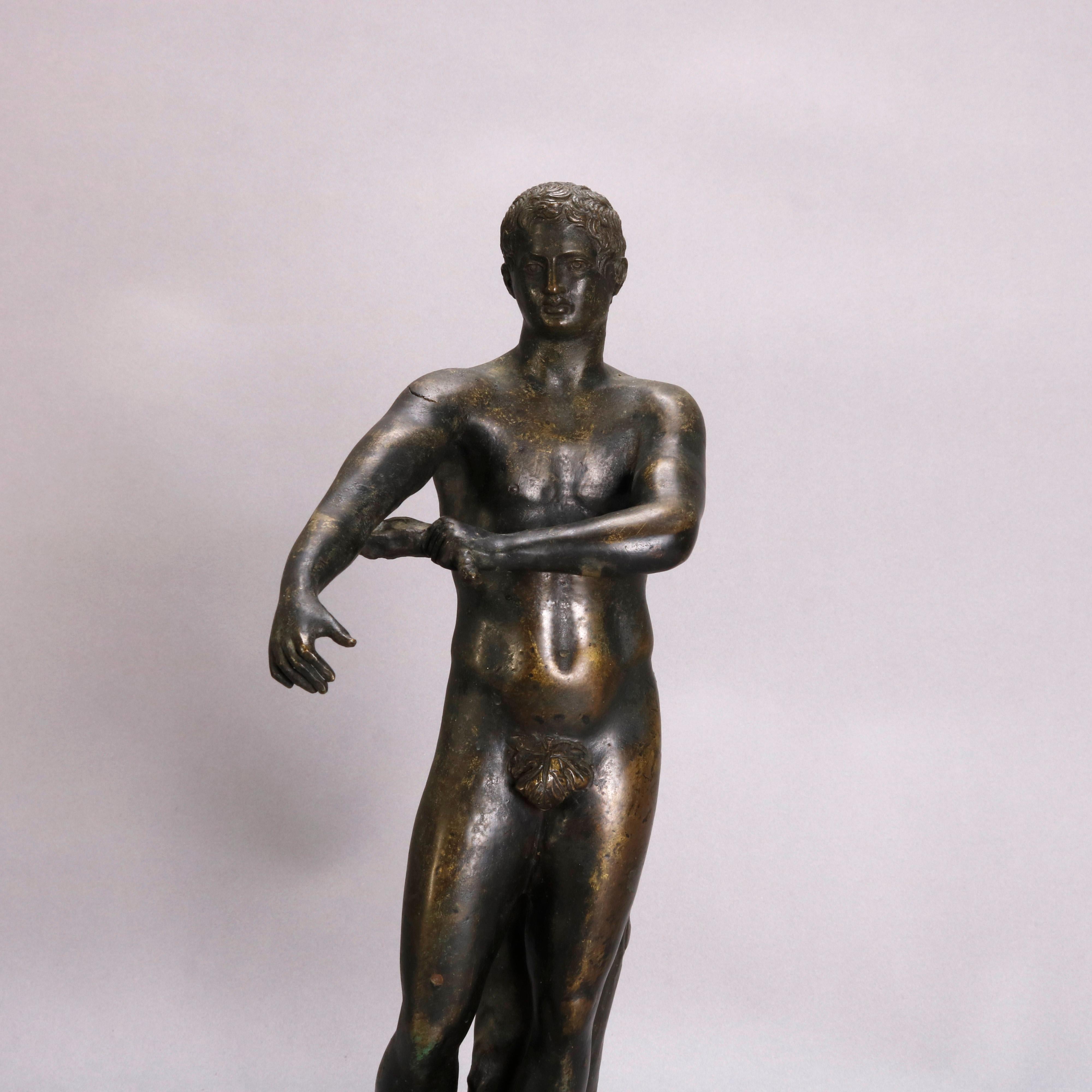 Cast Antique Classical Greek Grand Tour Figural Bronze Portrait Sculpture of Man 1890
