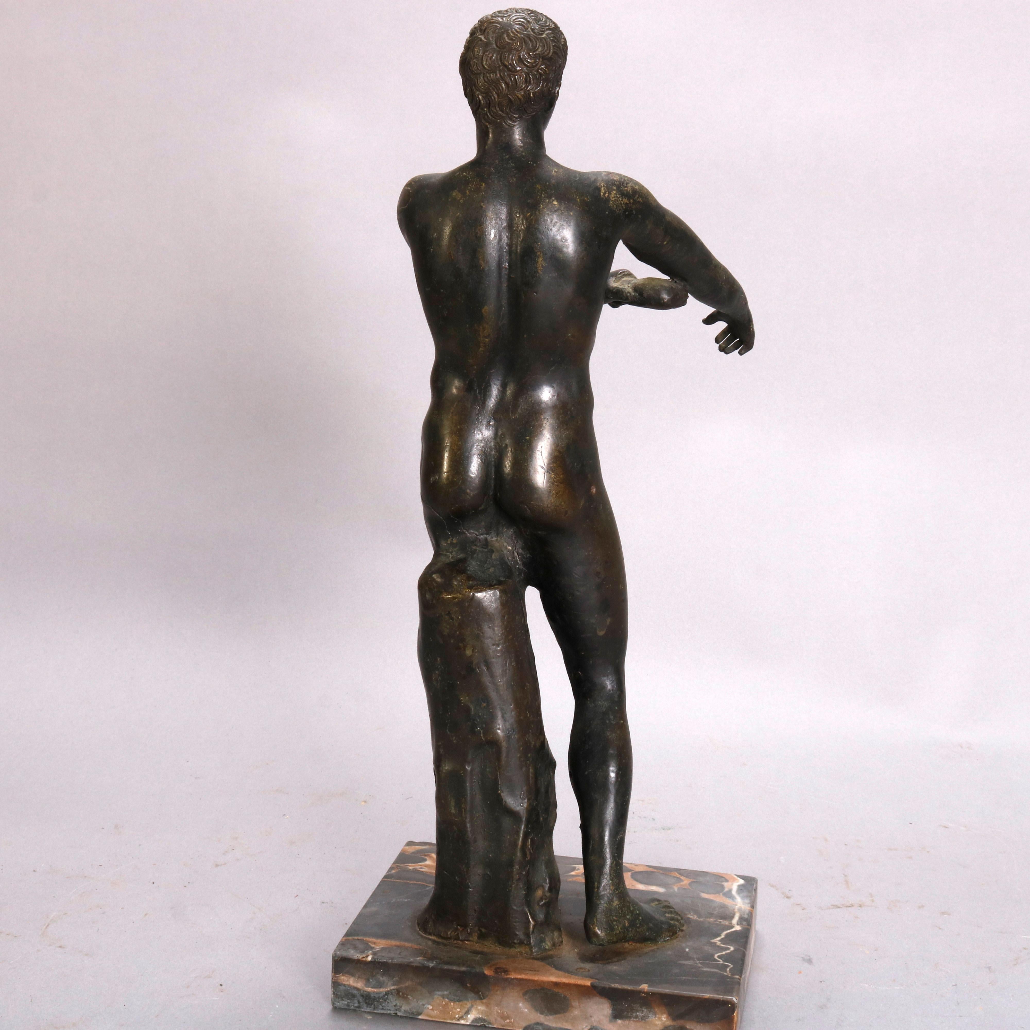 Antique Classical Greek Grand Tour Figural Bronze Portrait Sculpture of Man 1890 In Good Condition In Big Flats, NY