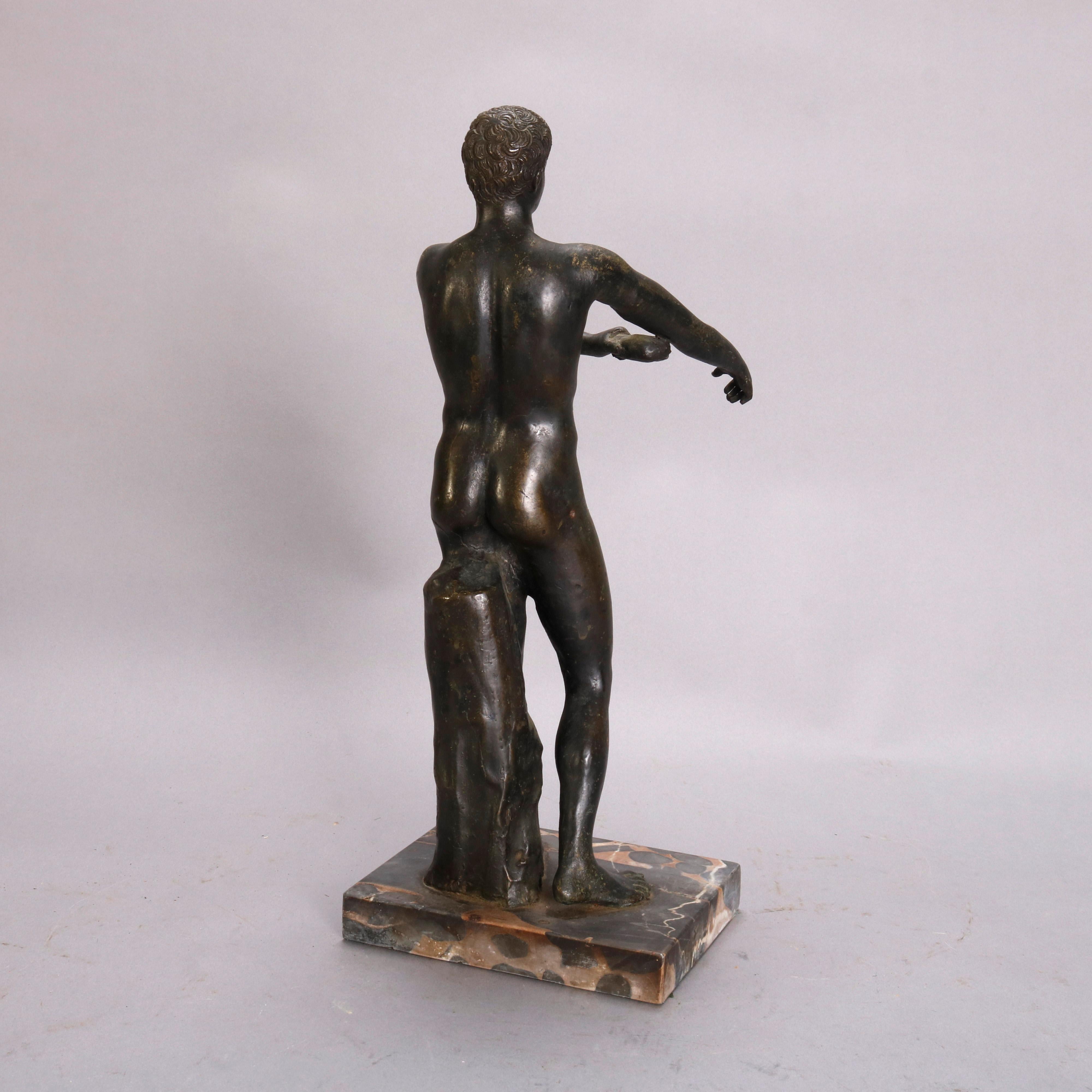 19th Century Antique Classical Greek Grand Tour Figural Bronze Portrait Sculpture of Man 1890