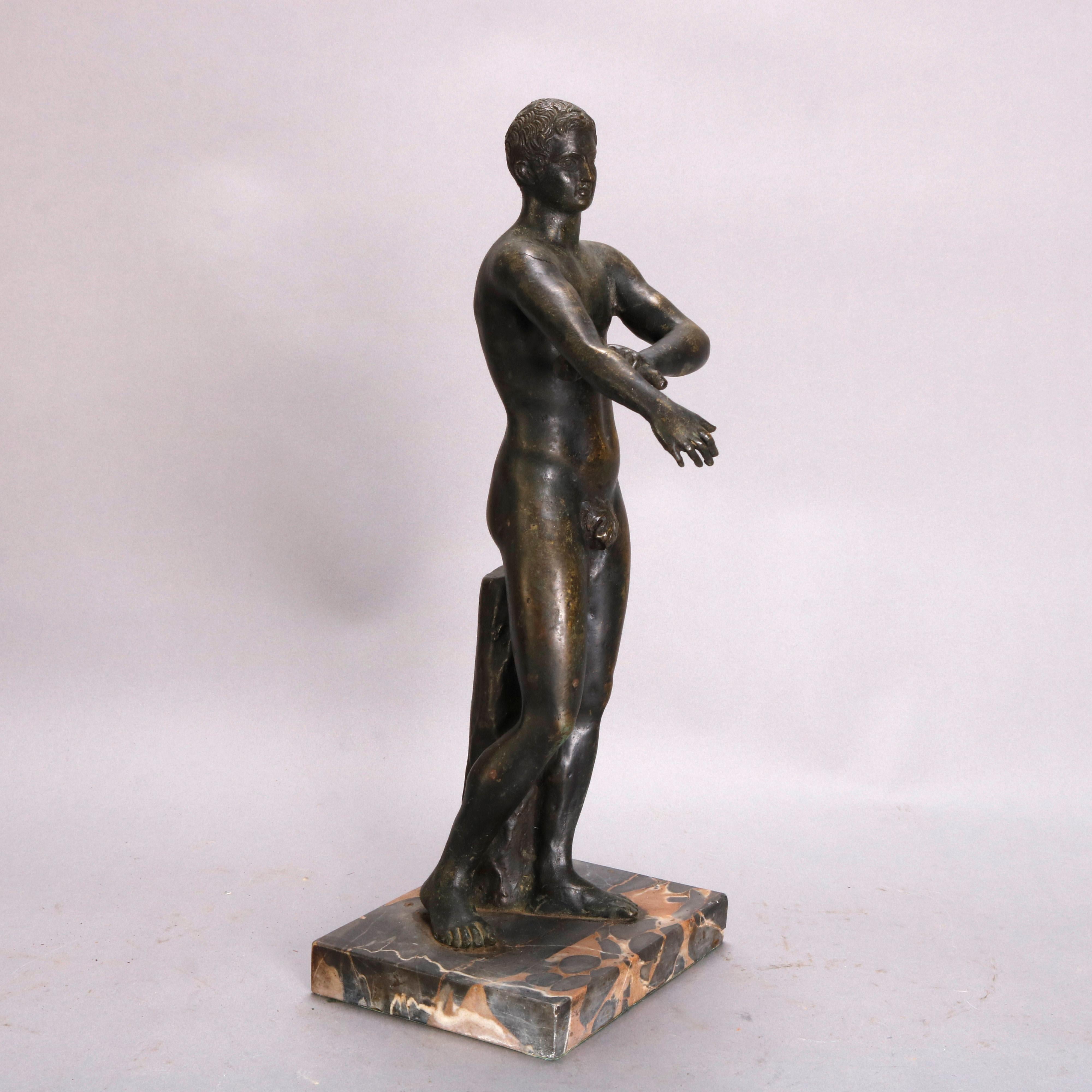 Antique Classical Greek Grand Tour Figural Bronze Portrait Sculpture of Man 1890 1