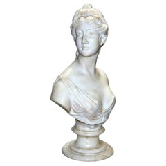Antique Classical Italian Carved Marble Bust of a Woman by B. Bensi, circa 1890
