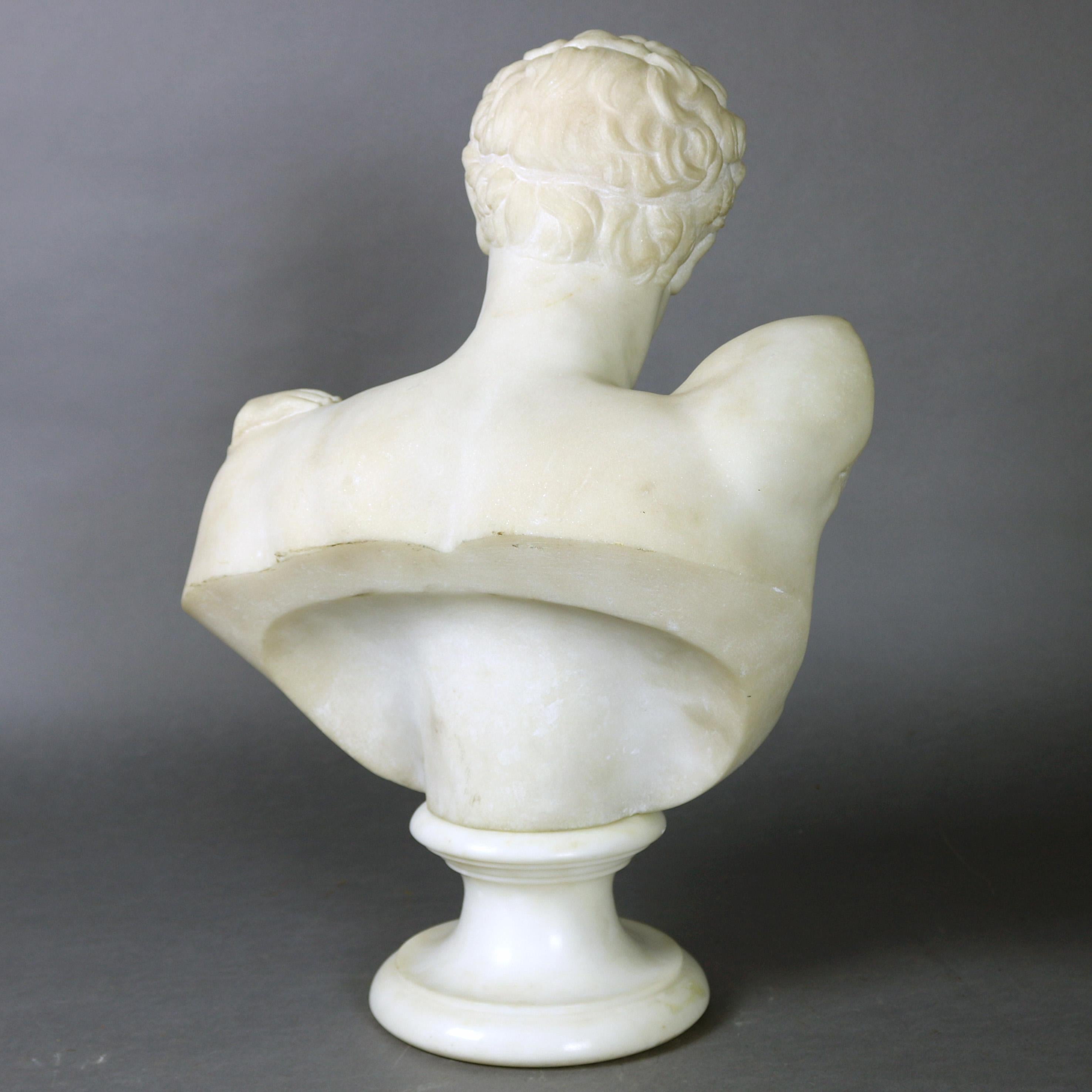 Classical Italian Carved Marble Bust of Hermes after Praxiteles, 19th Century 2