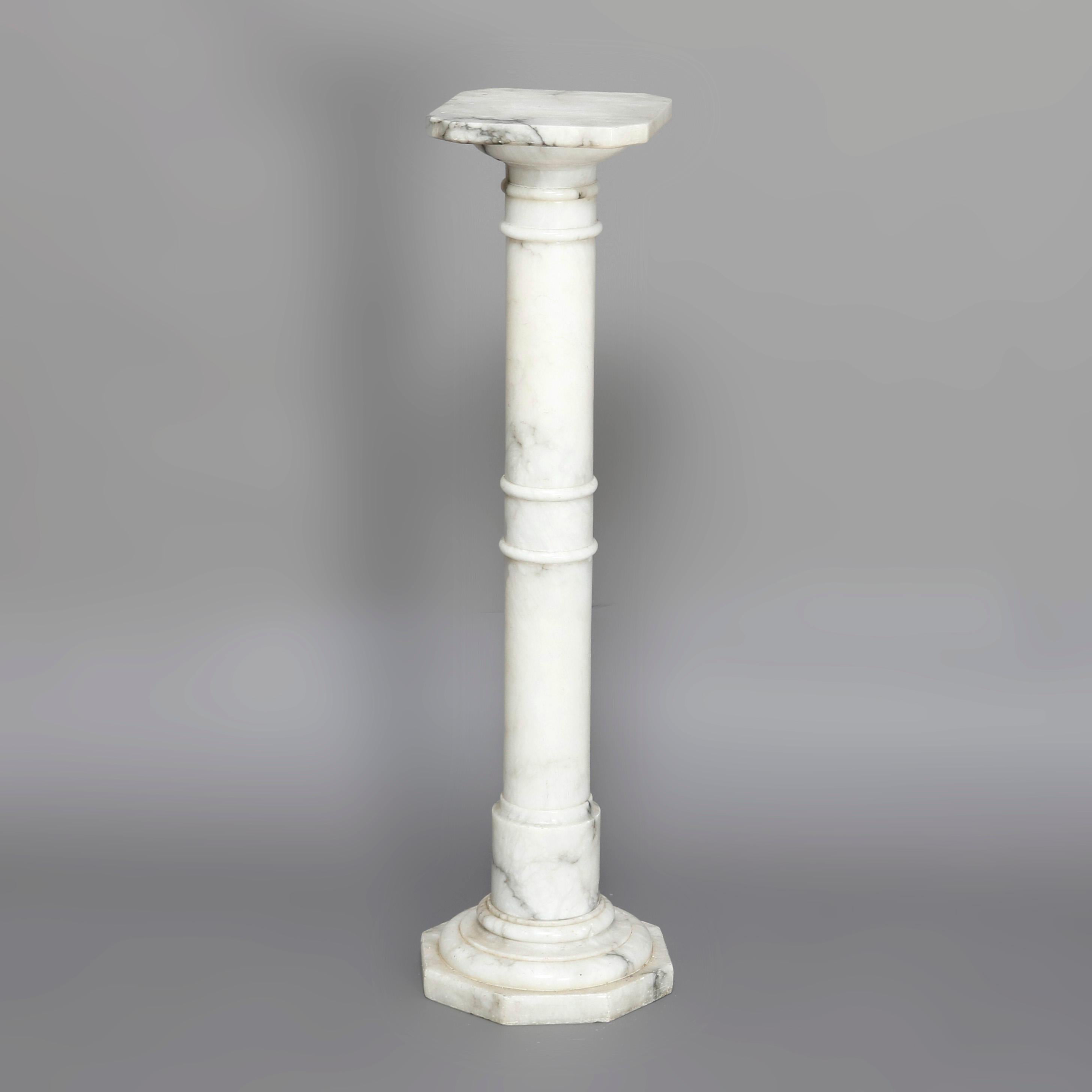 20th Century Antique Classical Italian Carved Marble Doric Column Sculpture Display Pedestal