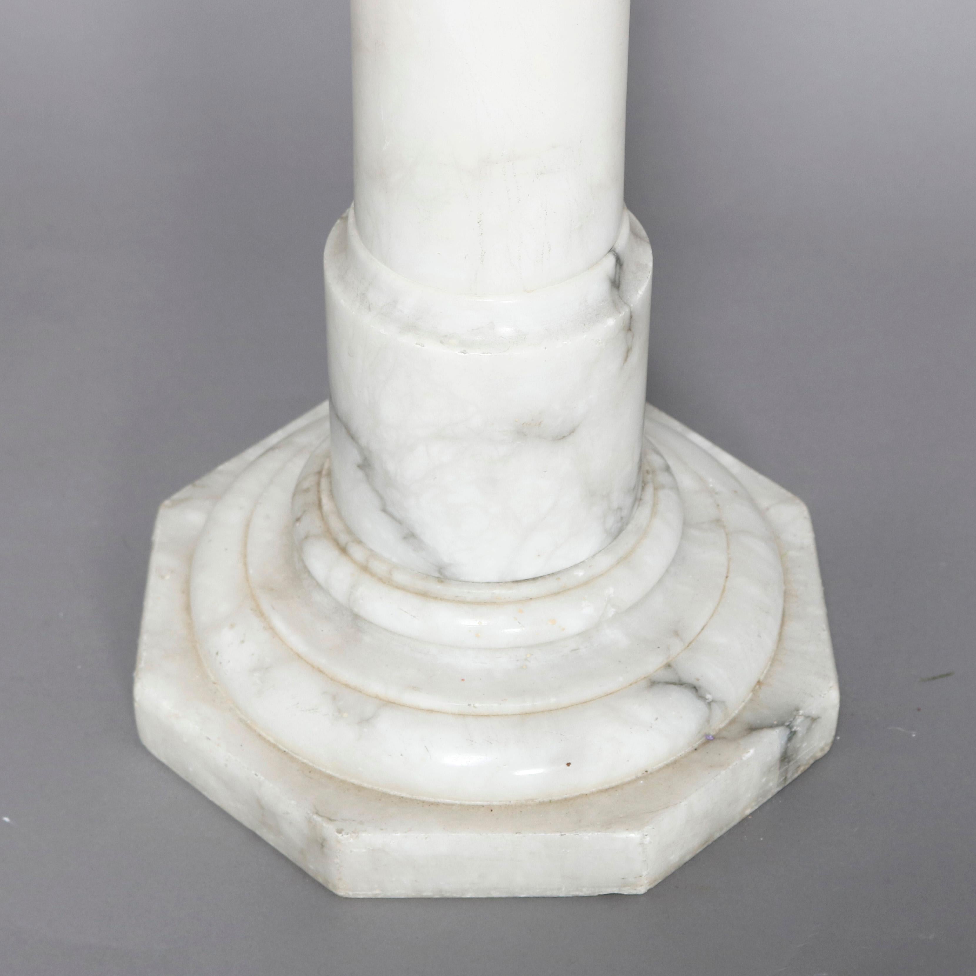 Antique Classical Italian Carved Marble Doric Column Sculpture Display Pedestal 1