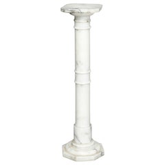 Antique Classical Italian Carved Marble Doric Column Sculpture Display Pedestal