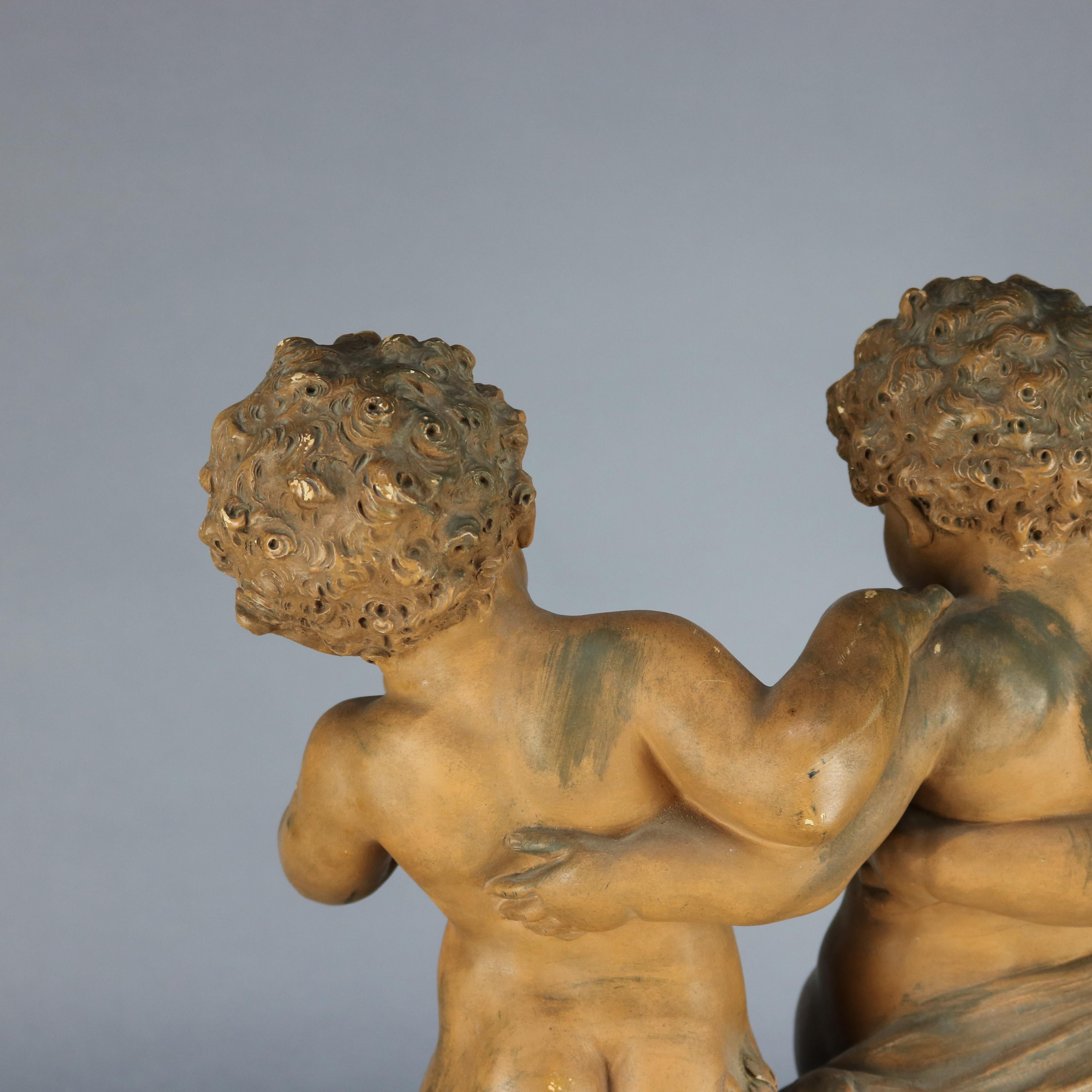 Sculpture italienne classique ancienne de Putti en terre cuite D'Aste:: vers 1880 3