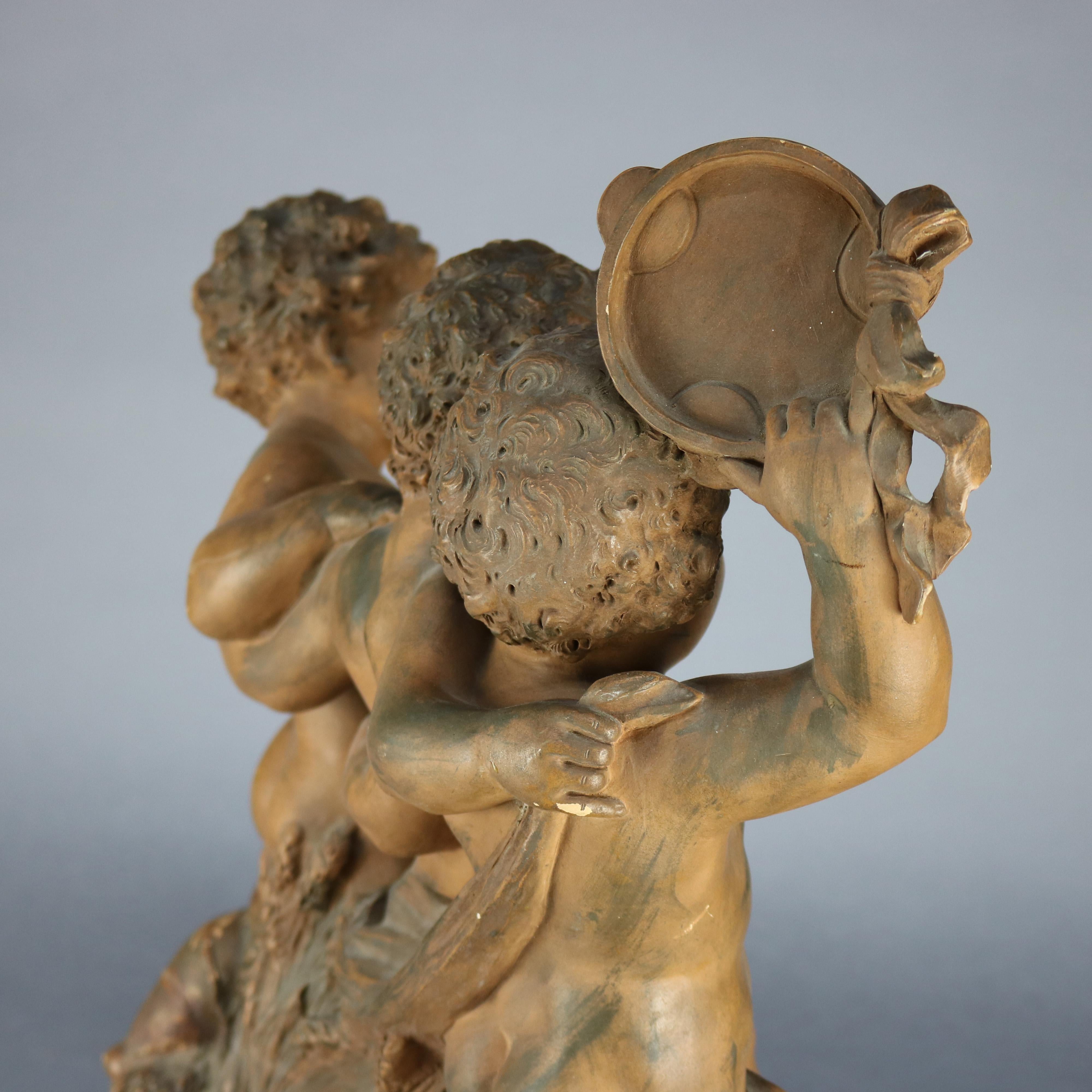 Sculpture italienne classique ancienne de Putti en terre cuite D'Aste:: vers 1880 4