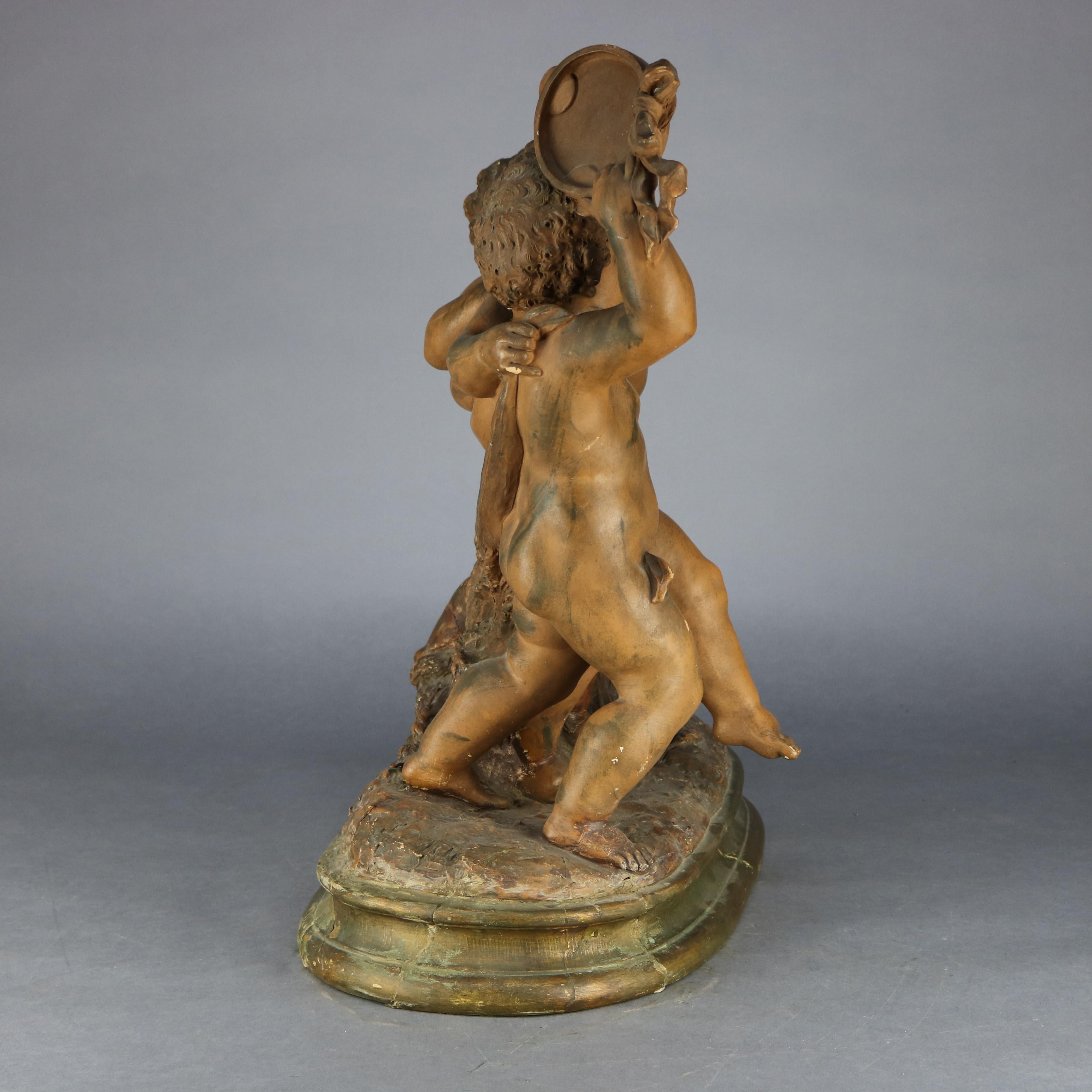 Cuit Sculpture italienne classique ancienne de Putti en terre cuite D'Aste:: vers 1880