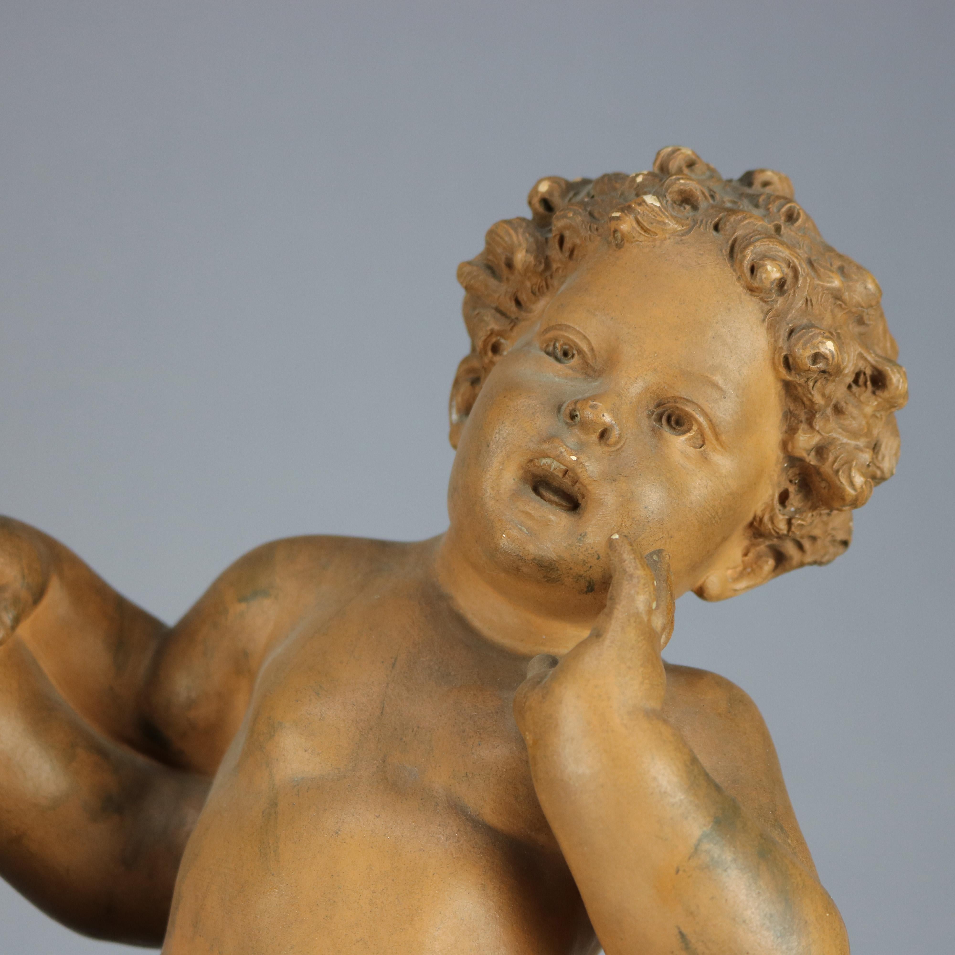 Sculpture italienne classique ancienne de Putti en terre cuite D'Aste:: vers 1880 1