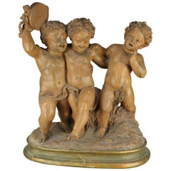Sculpture italienne classique ancienne de Putti en terre cuite D'Aste:: vers 1880