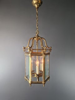 Antique Classical Lantern Brass Glass Gold Pendant Lighting Lanterne