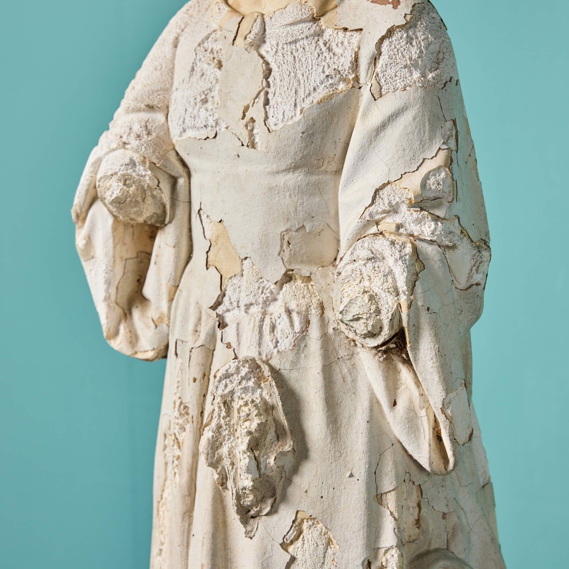 English Antique Classical Maiden Plaster Statue For Sale