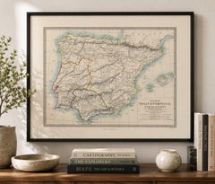Antique Classical Map of Spain & Portugal, Hispania Iberia, c.1850