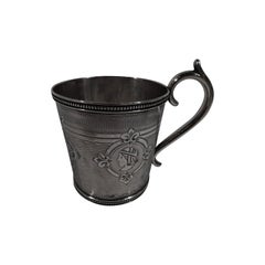 Antique Classical Medallion Coin Silver Baby Cup by New York Maker