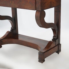 Antique Classical Meeks School Flame Mahogany & Marble Figural Dressing Table