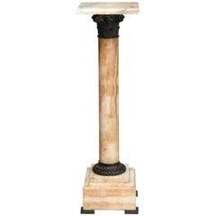 Antique Classical Onyx and Bronze Corinthian Column Display Pedestal